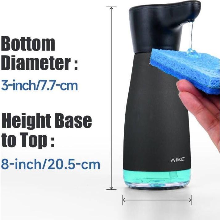 Dispensador Automático de Jabón AIKE AK1337 Negro Antihuellas 414ml