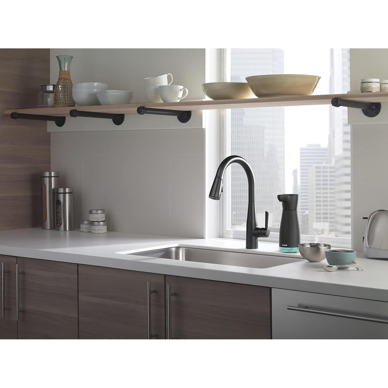 Dispensador Automático de Jabón AIKE AK1337 Negro Antihuellas 414ml