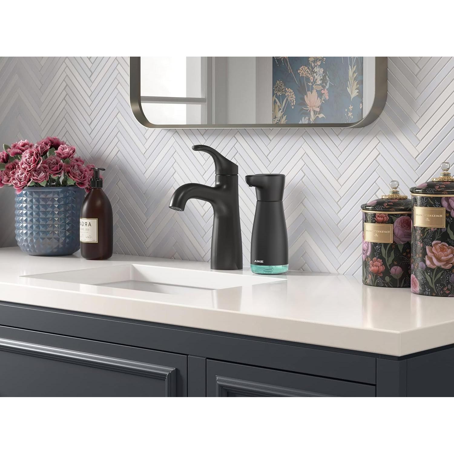 Dispensador Automático de Jabón AIKE AK1337 Negro Antihuellas 414ml