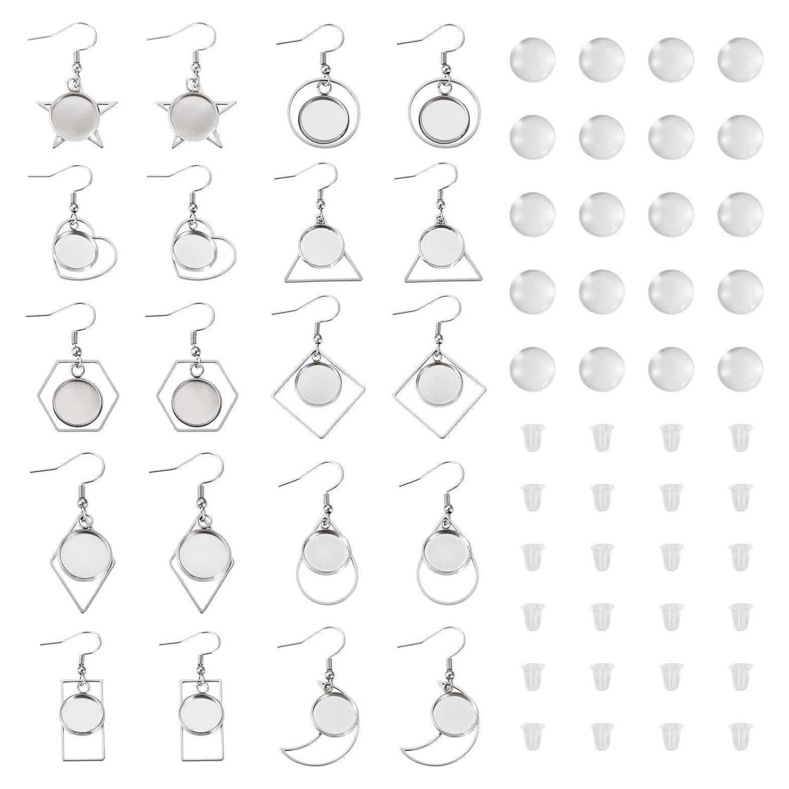 FASHEWELRY 20 Bandejas de Aretes Geométricas DIY Acero Inoxidable