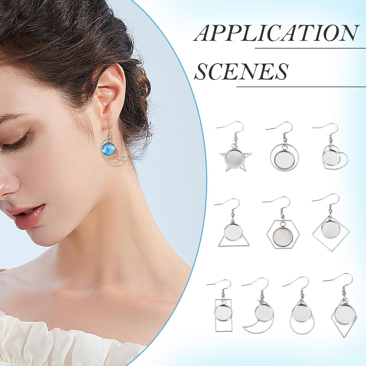 FASHEWELRY 20 Bandejas de Aretes Geométricas DIY Acero Inoxidable