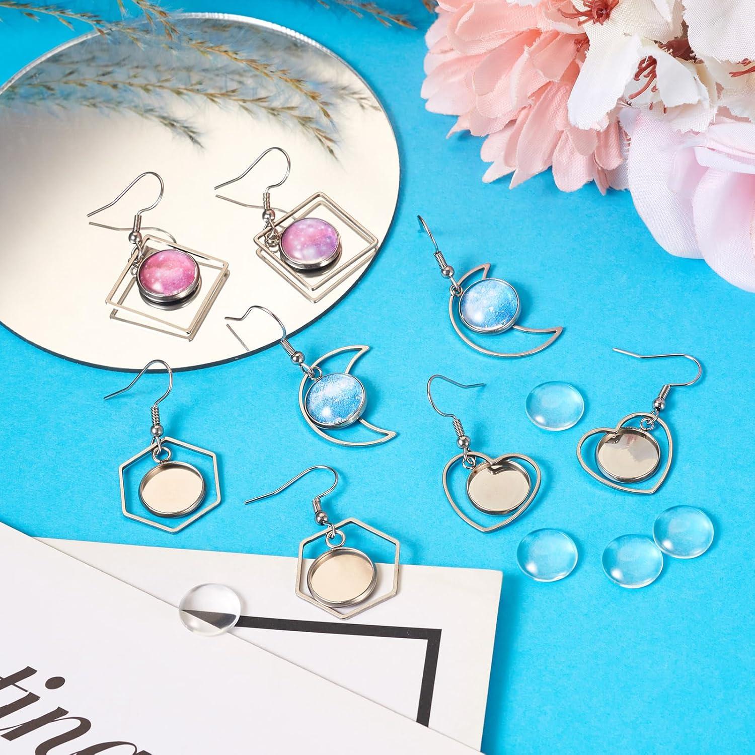 FASHEWELRY 20 Bandejas de Aretes Geométricas DIY Acero Inoxidable