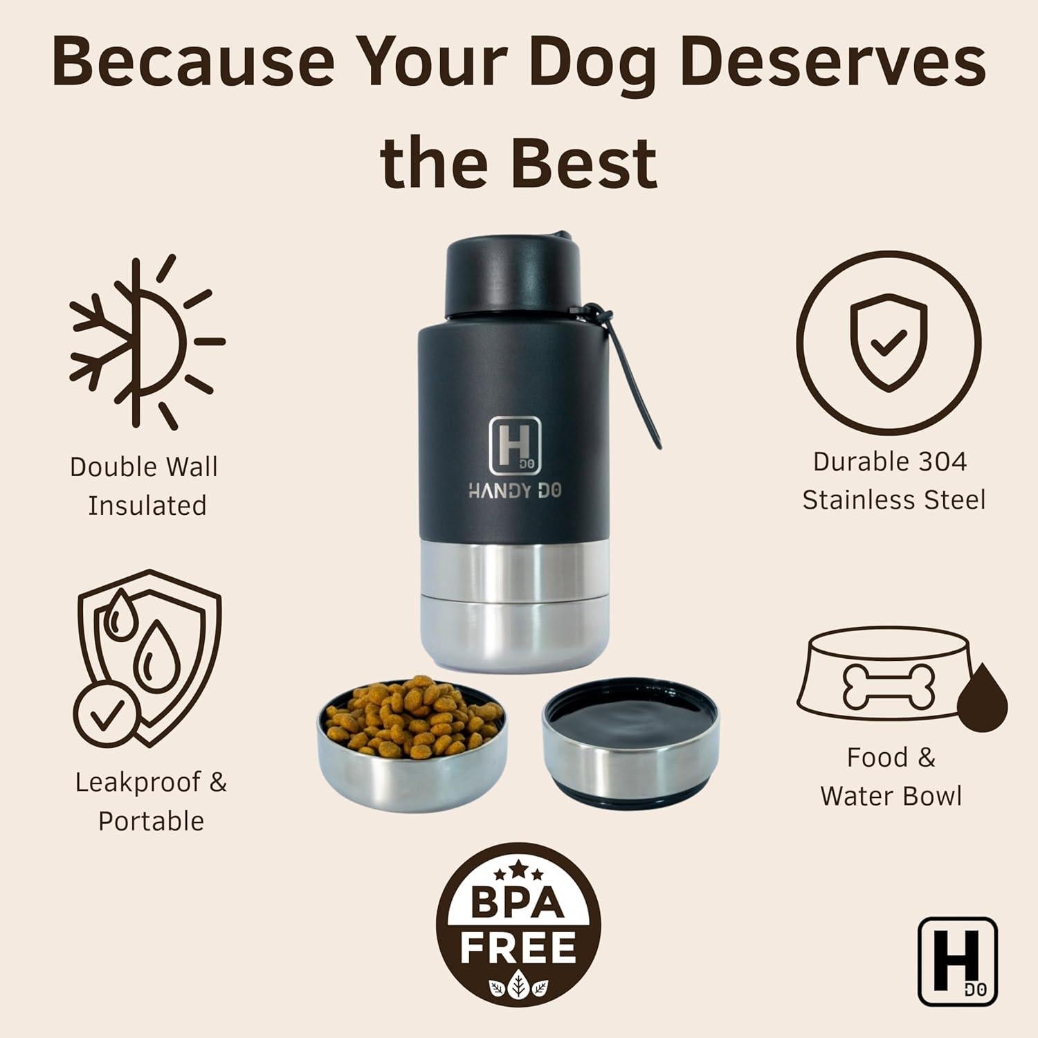 Botella de Agua para Perros Handy Do 1006 ml Acero Inoxidable