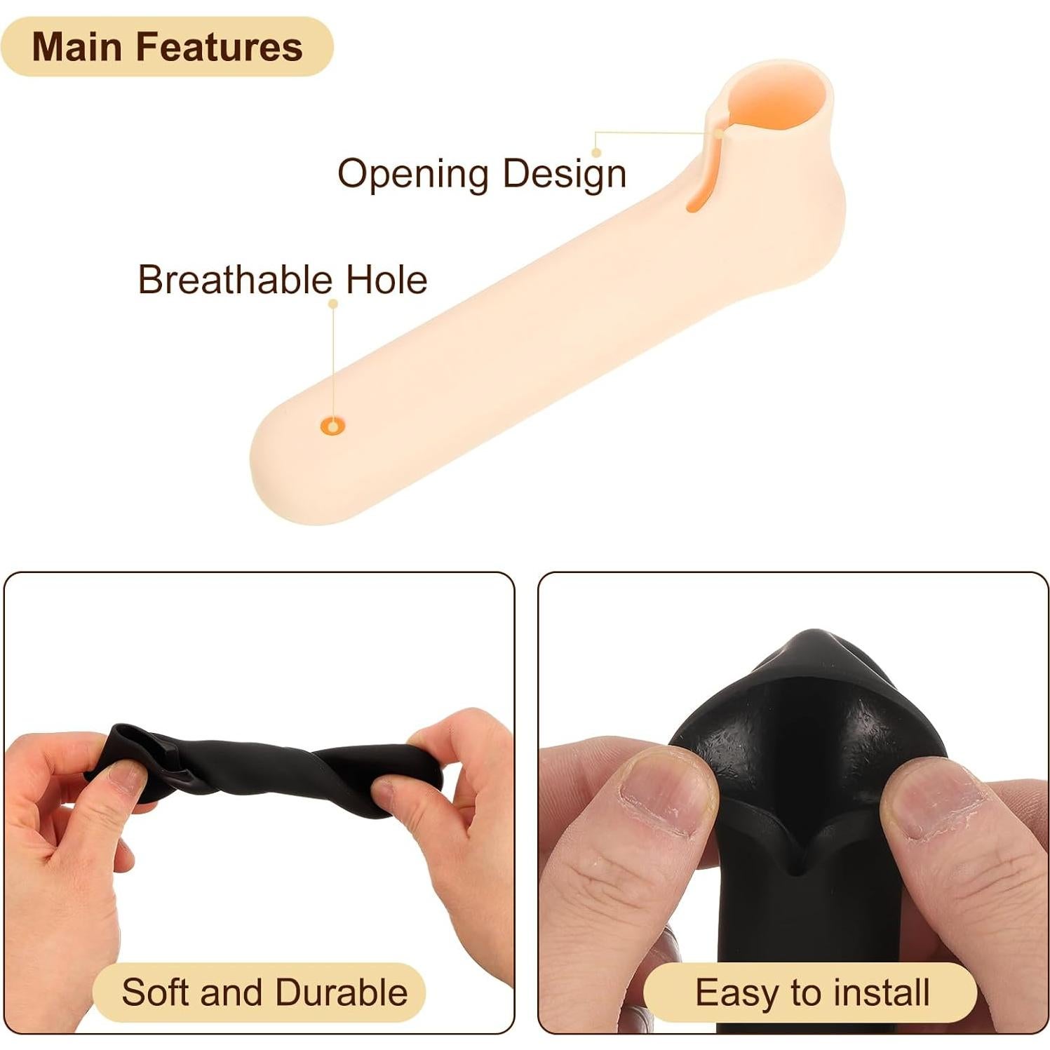 Cubierta de Mango de Puerta de Silicona uxcell Beige 150x45mm