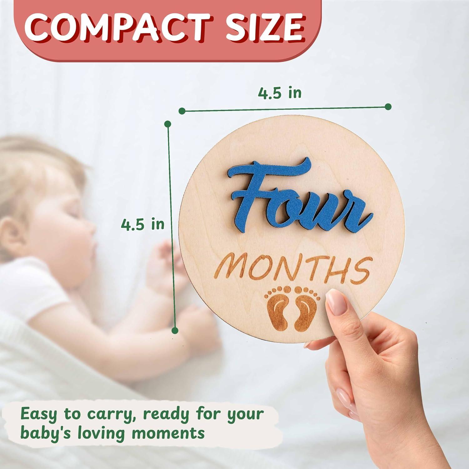 Círculos de Hitos Mensuales para Bebés DUTHUDU - 11 Discos de Madera