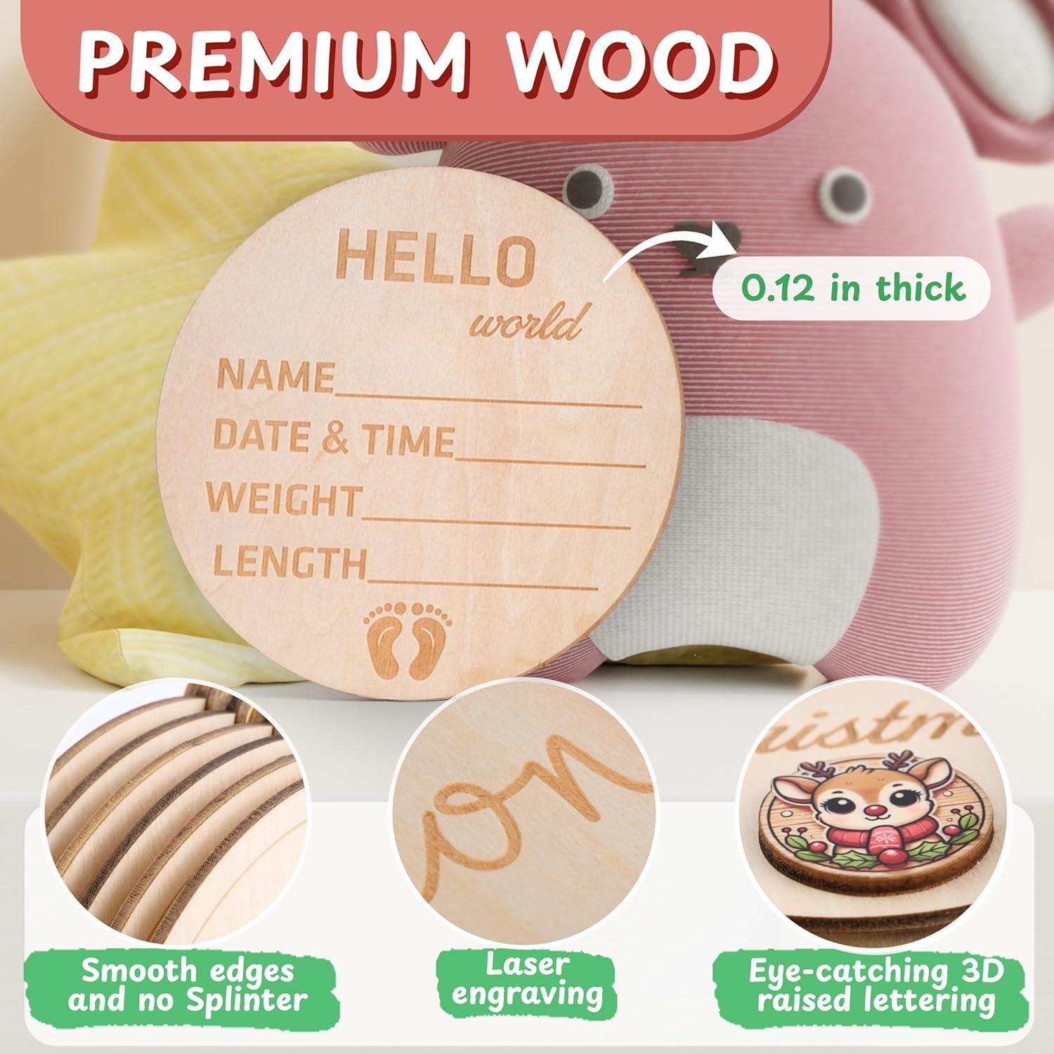 Círculos de Hitos Mensuales para Bebés DUTHUDU - 11 Discos de Madera