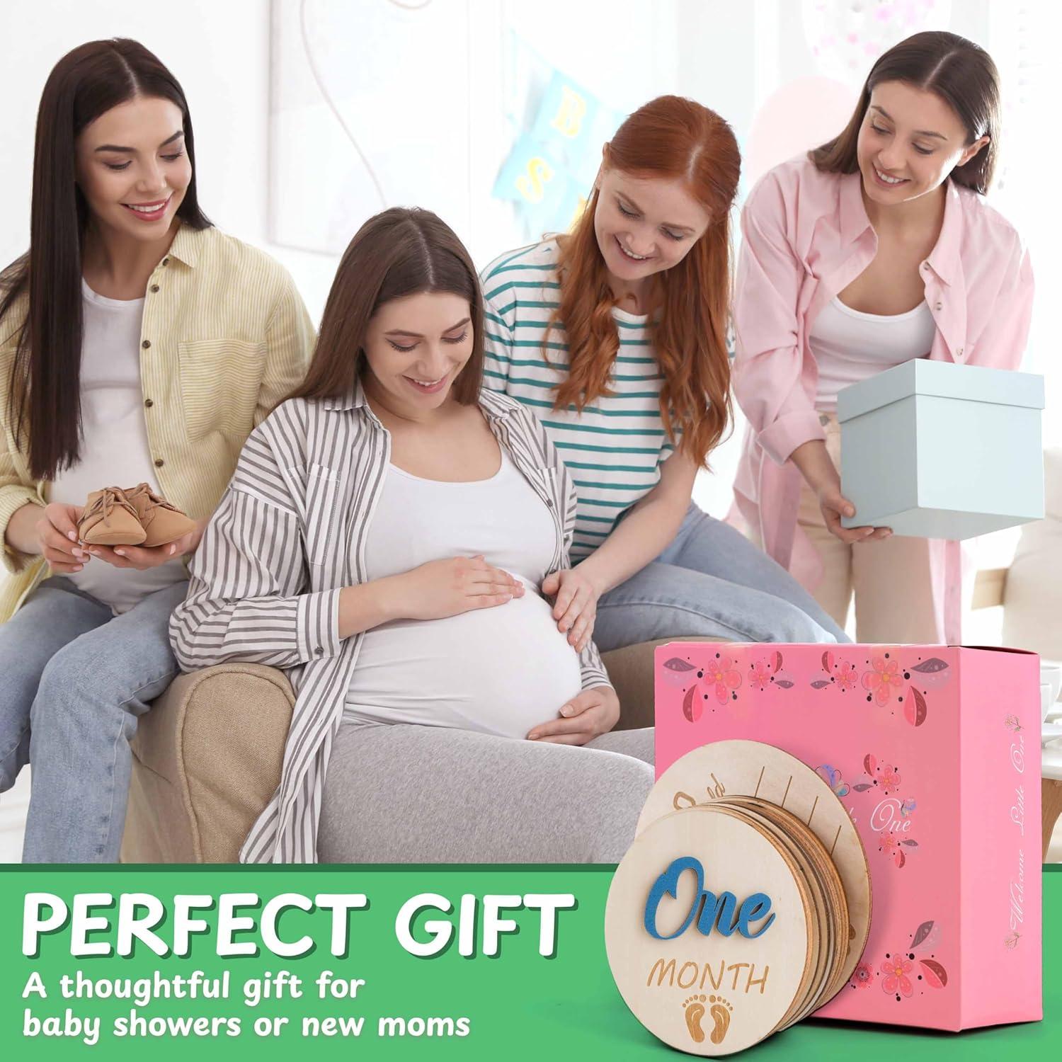 Círculos de Hitos Mensuales para Bebés DUTHUDU - 11 Discos de Madera