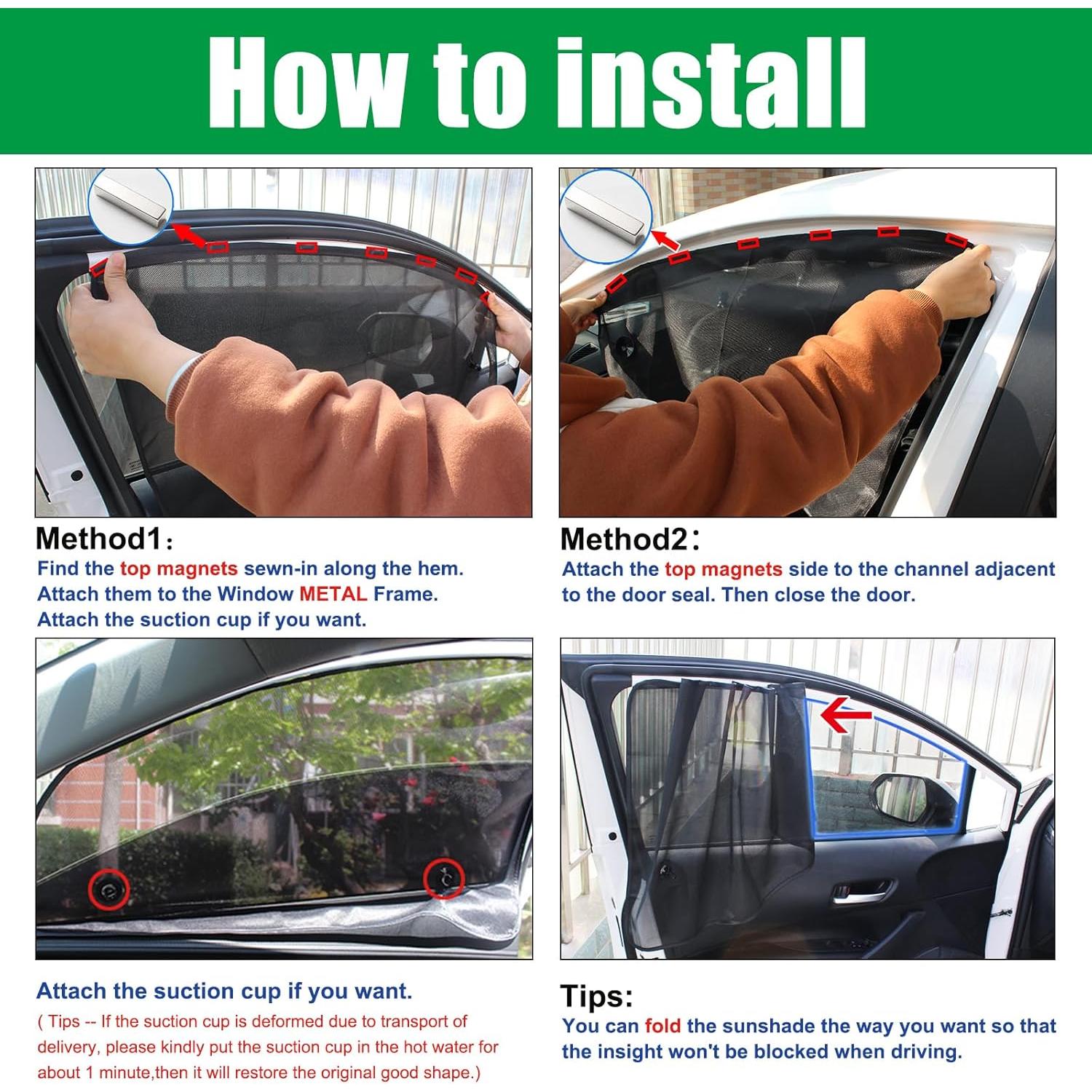 Sombra de Ventana de Coche Ovege 2pcs Protección UV Semi-Transparente