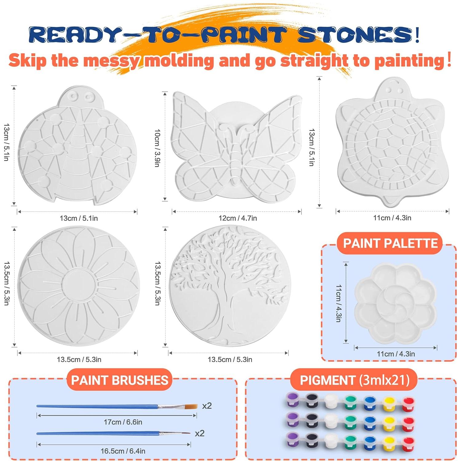 Kit de Pintura IFLOVE para Niños - 5 Piedras de Jardín Multicolor
