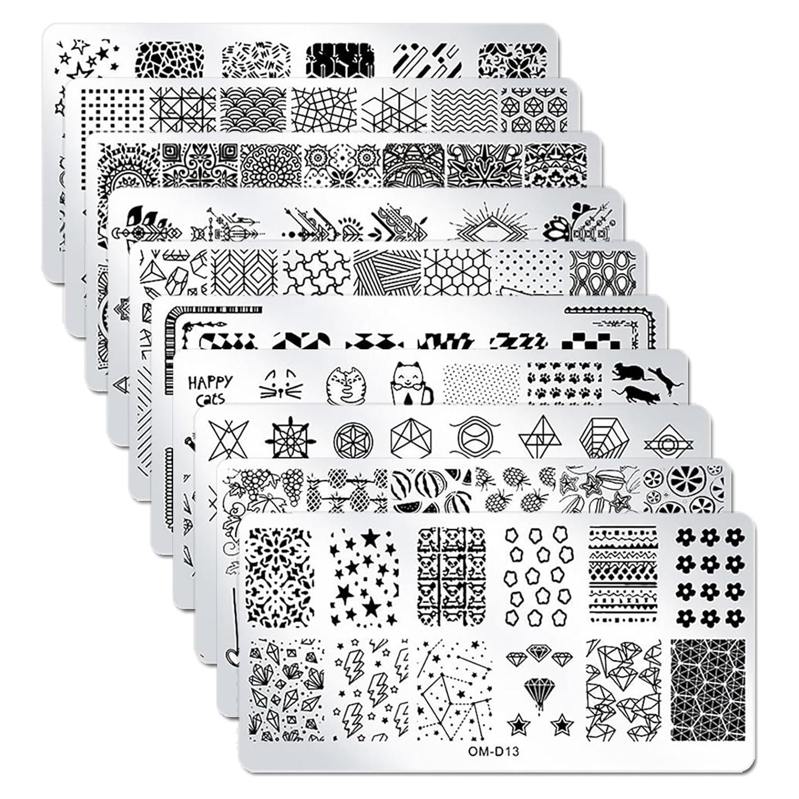 Kit de Estampado de Uñas 10 Piezas SILPECWEE - Acero Inoxidable