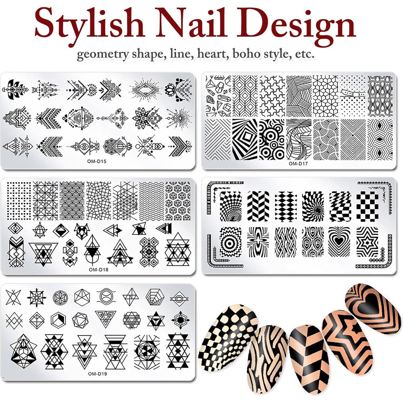 Kit de Estampado de Uñas 10 Piezas SILPECWEE - Acero Inoxidable