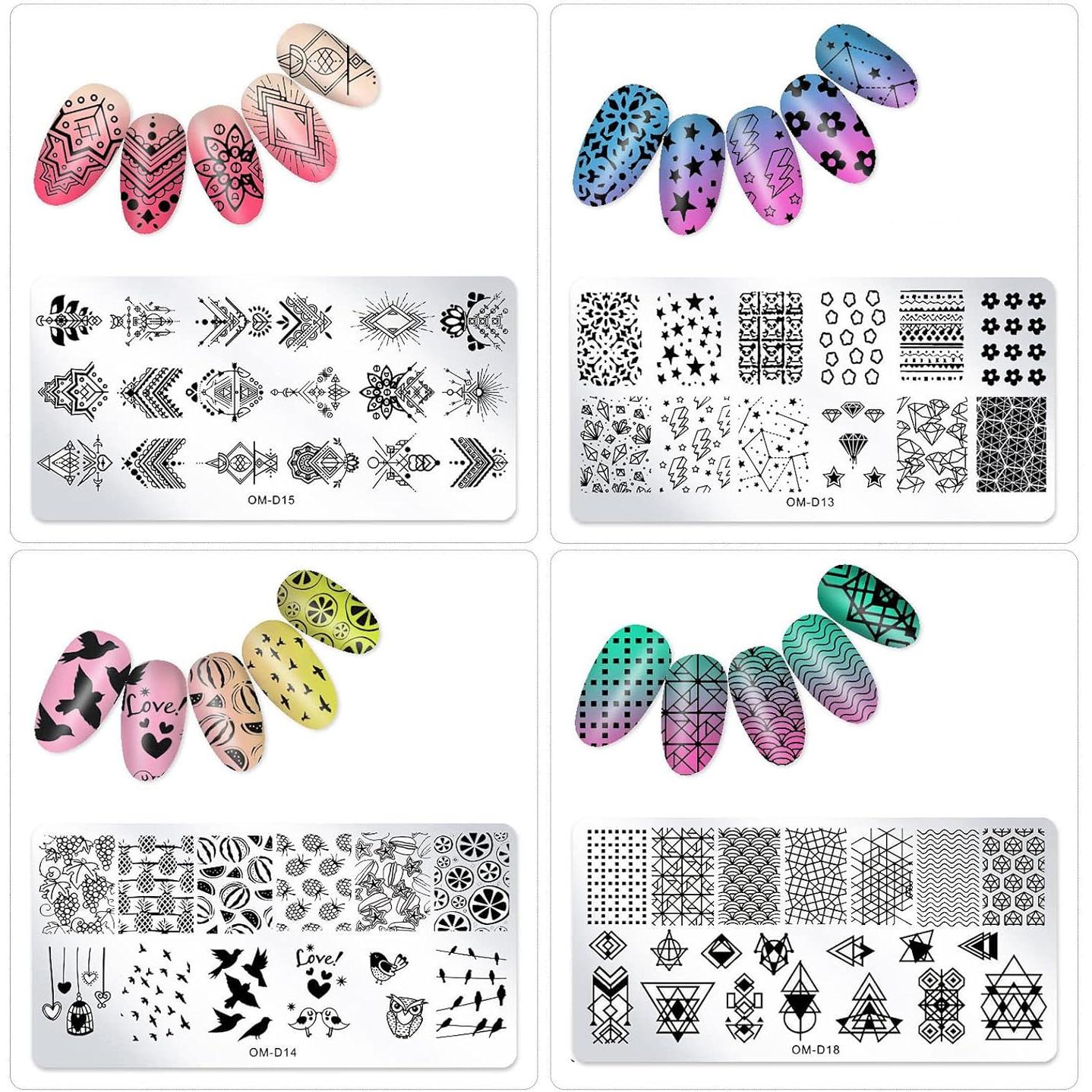 Kit de Estampado de Uñas 10 Piezas SILPECWEE - Acero Inoxidable