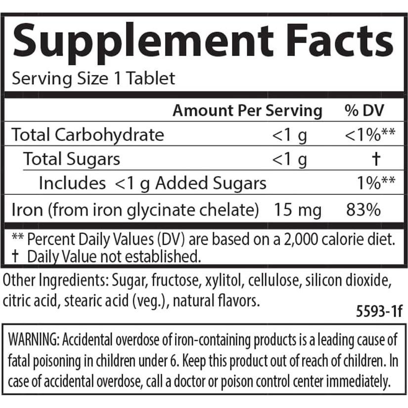 Hierro Masticable para Niños Carlson 15 mg Sabor Fresa 30 Tabletas