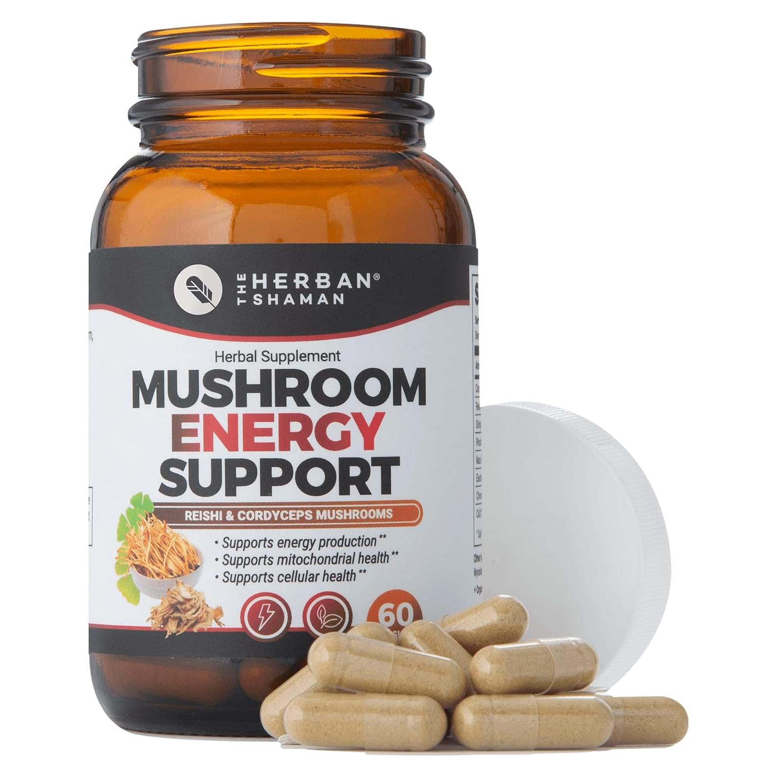 Suplemento Energético de Champiñones Orgánicos The Herban Shaman - 60 Cápsulas