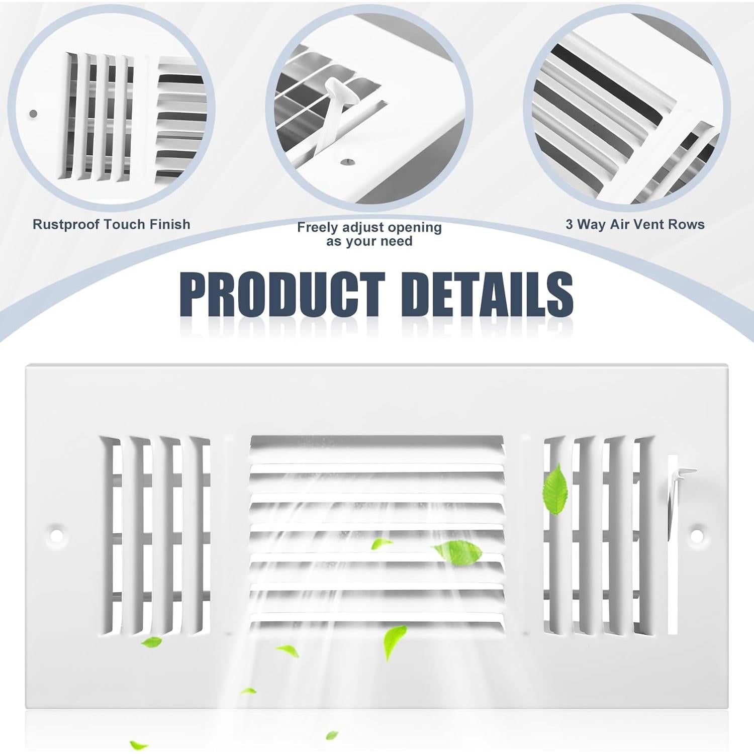 Juego de 12 Cubiertas de Ventilación Gisafai 25.4x10.16cm Blanco