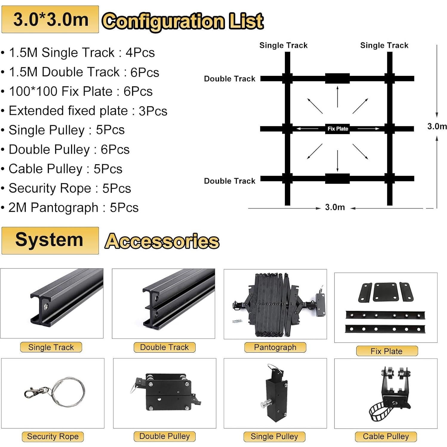 Sistema de Pantógrafo DATOUBOSS 3.0M x 3.0M para Estudio
