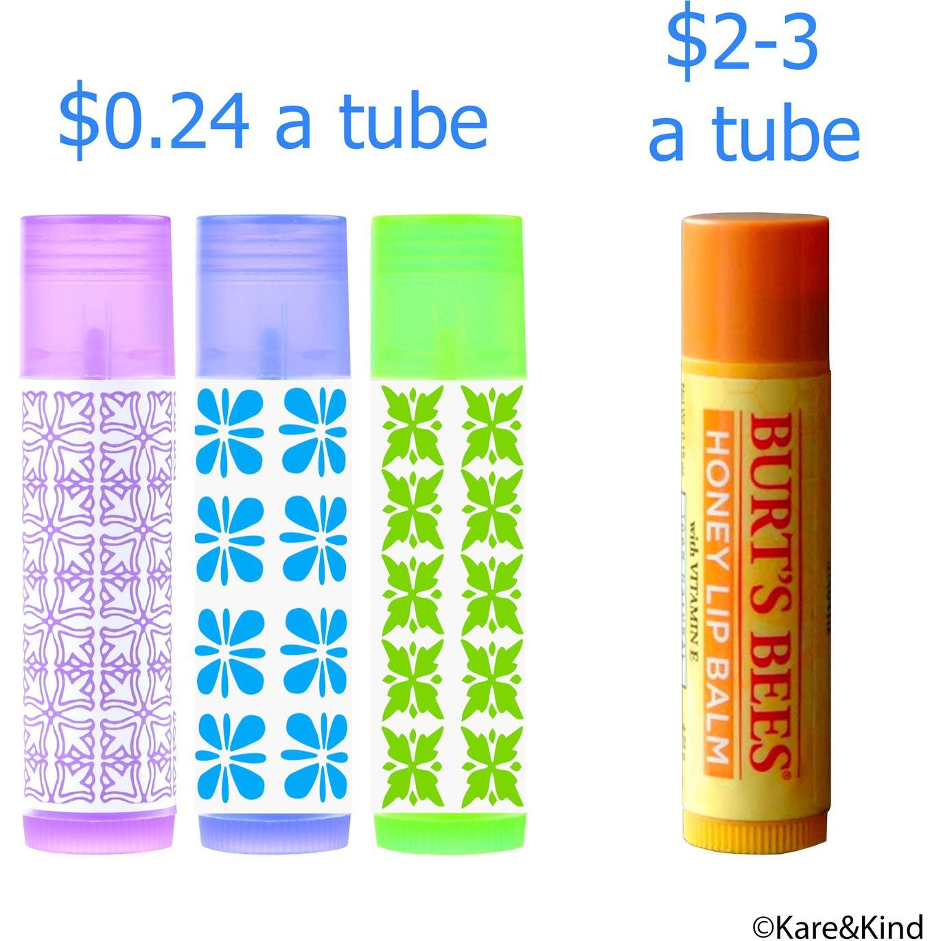 Kare & Kind Kit Tubos de Bálsamo Labial DIY 50 Unidades 5 Colores