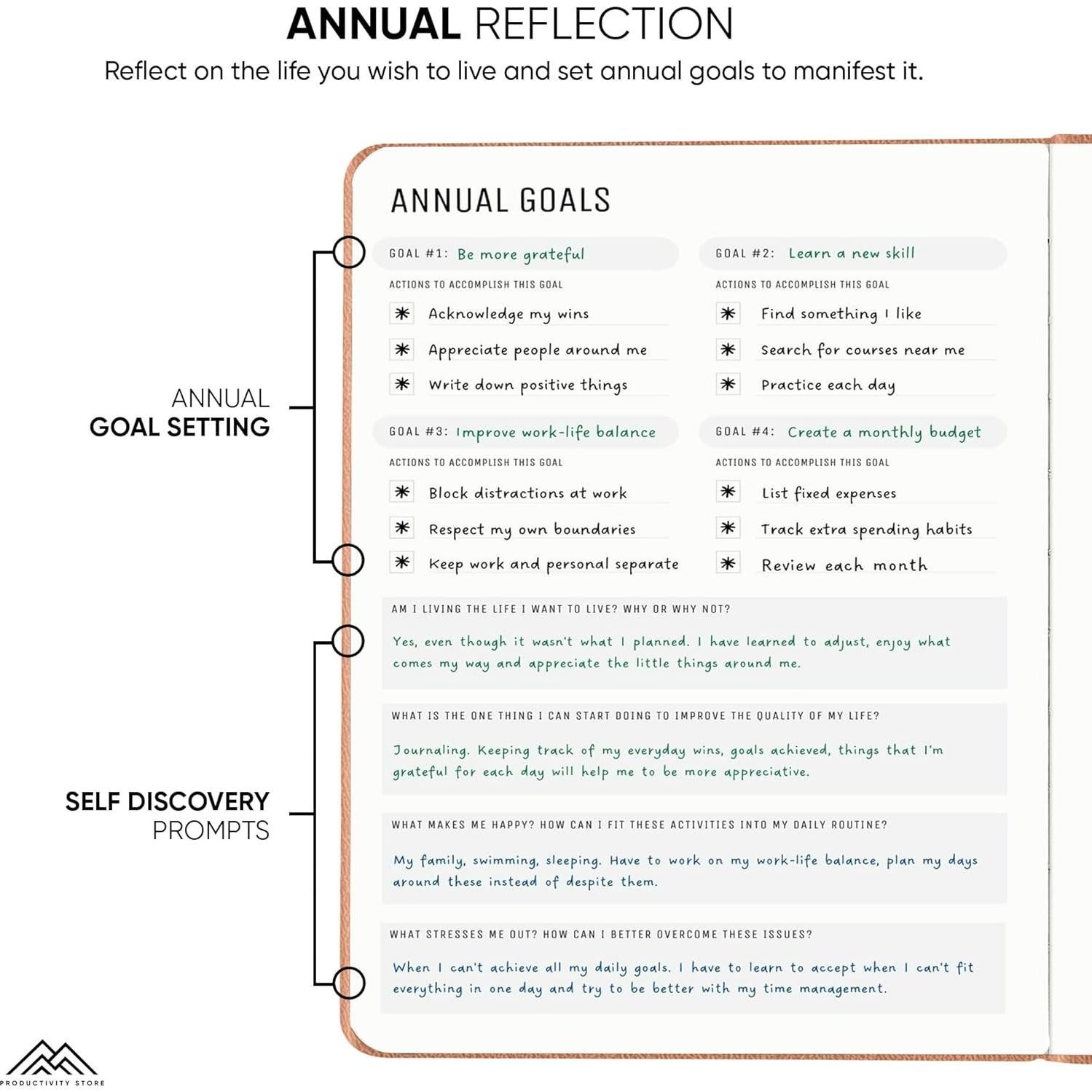 Diario de Gratitud y Cuidado Personal A5 Negro - PRODUCTIVITY STORE