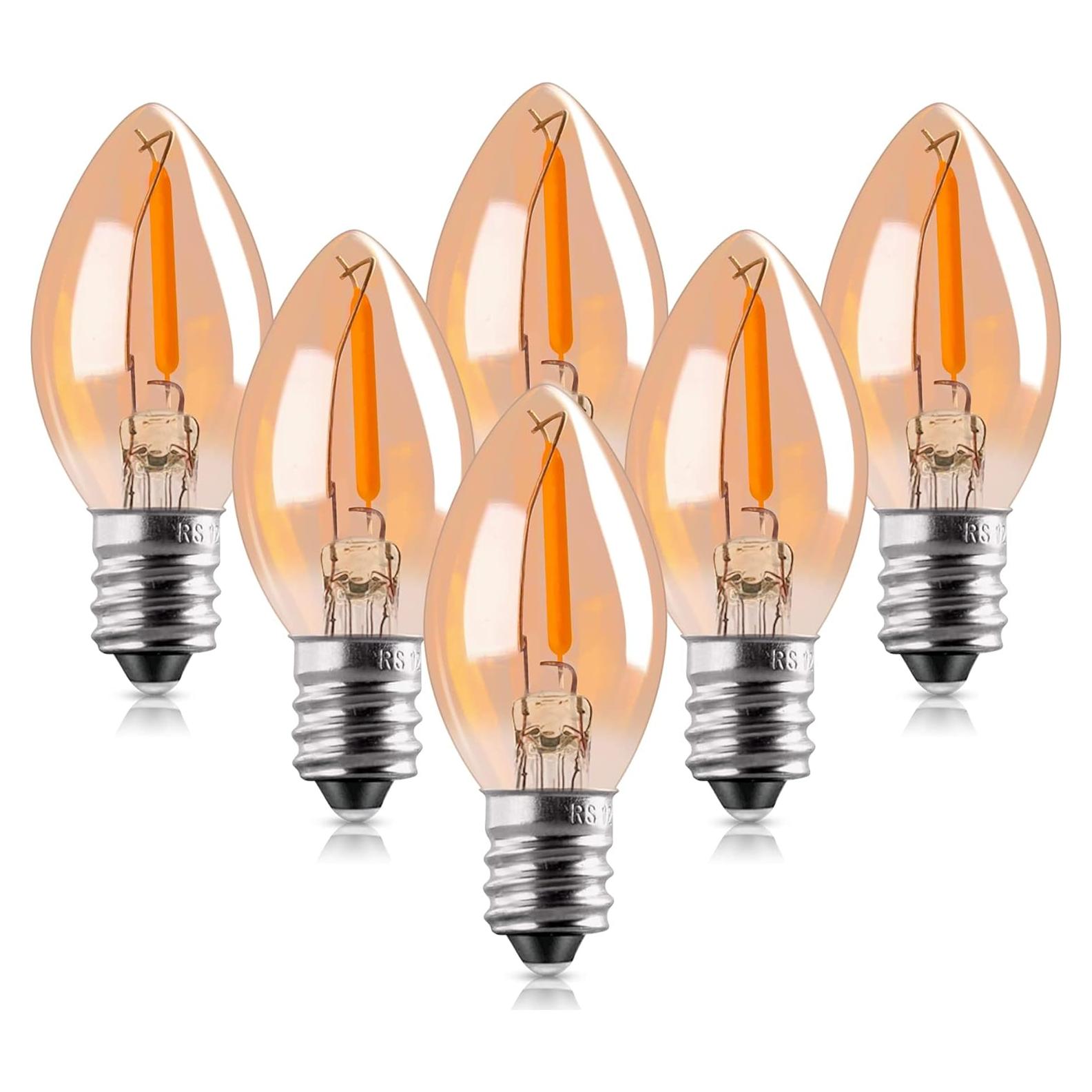 Bombilla LED C7 Genixgreen Ámbar 0.5W E12 2200K Paquete de 6
