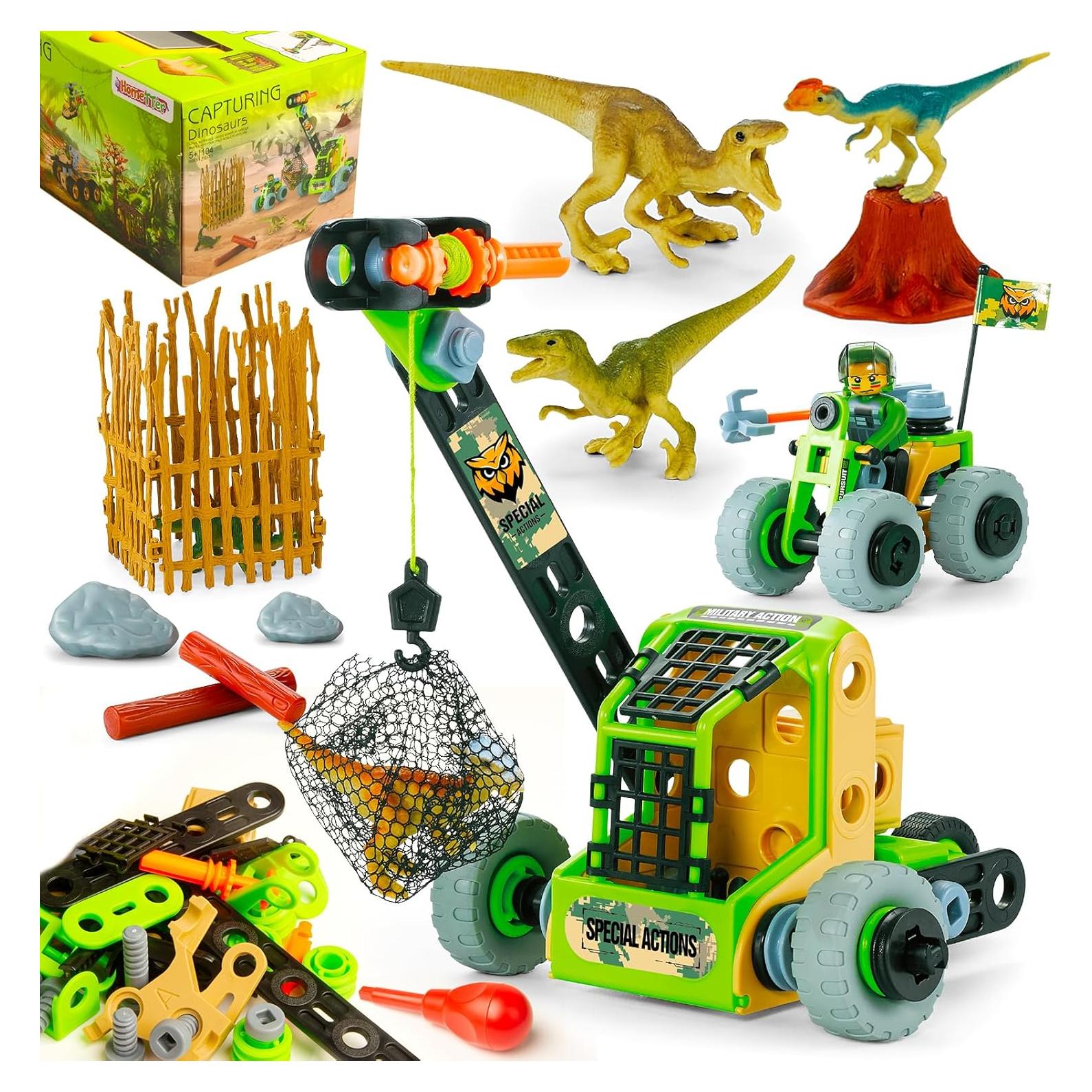 HOMETTER Kit de Construcción Dinosaurios 104 Piezas STEM