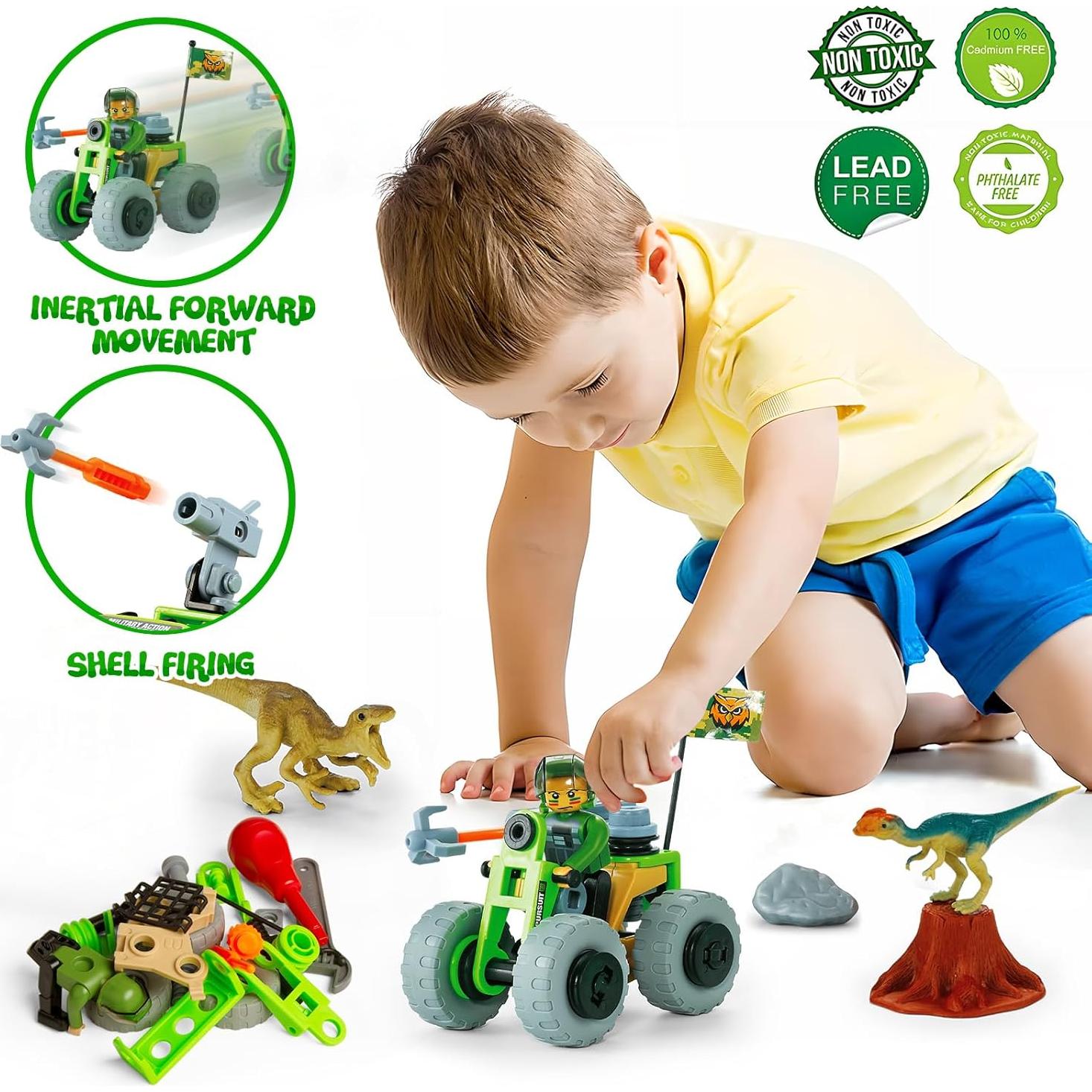 HOMETTER Kit de Construcción Dinosaurios 104 Piezas STEM