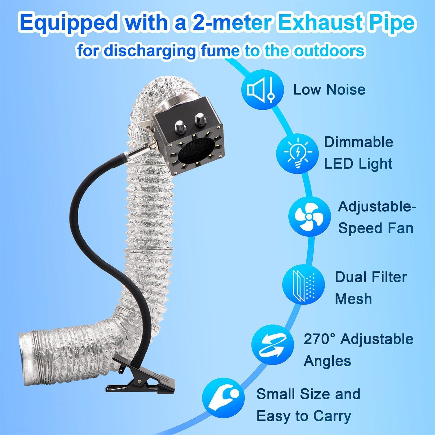 Extractor de humo de soldadura Treedix con luz LED y ventilador