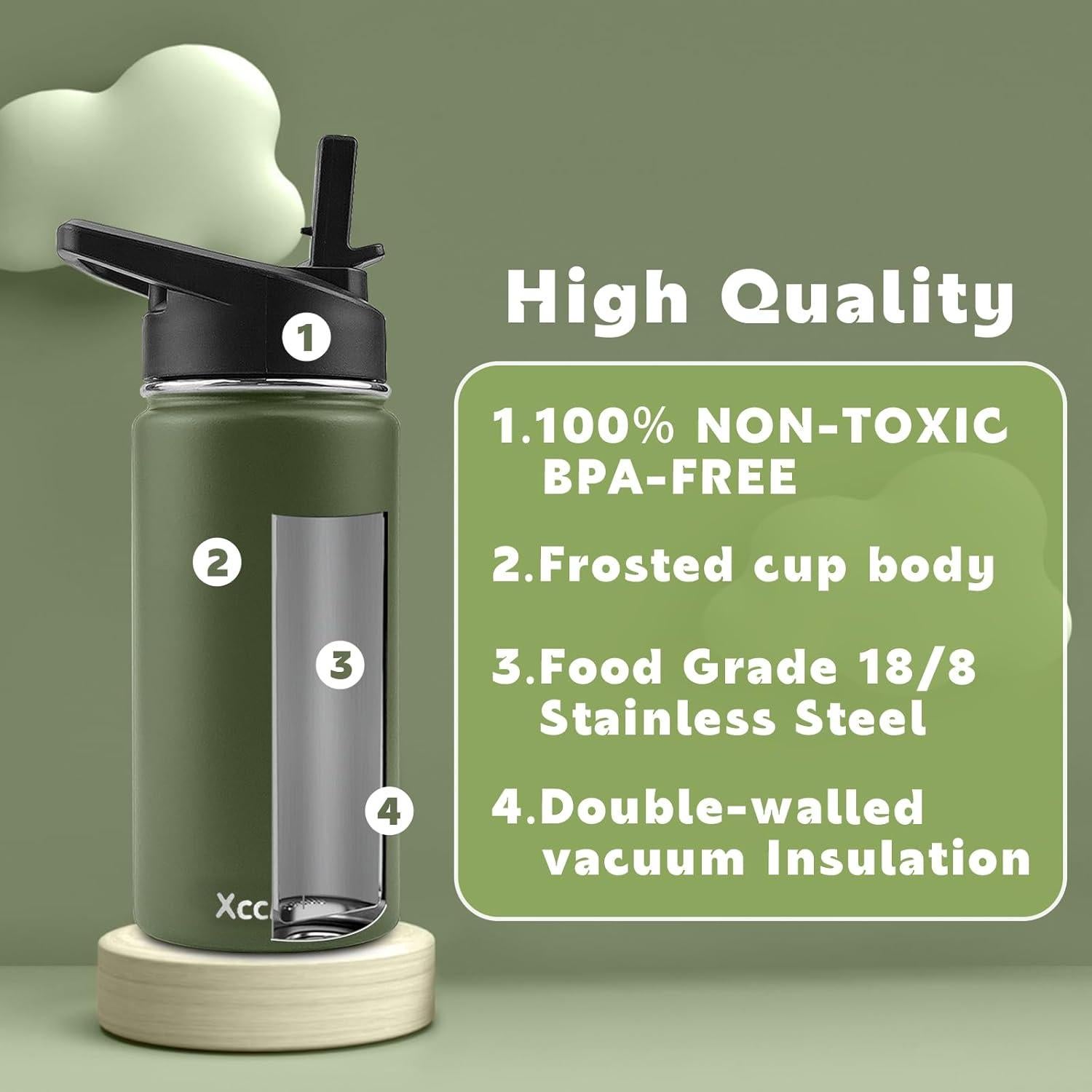 Botella de Agua para Niños XccMe 16 oz Acero Inoxidable