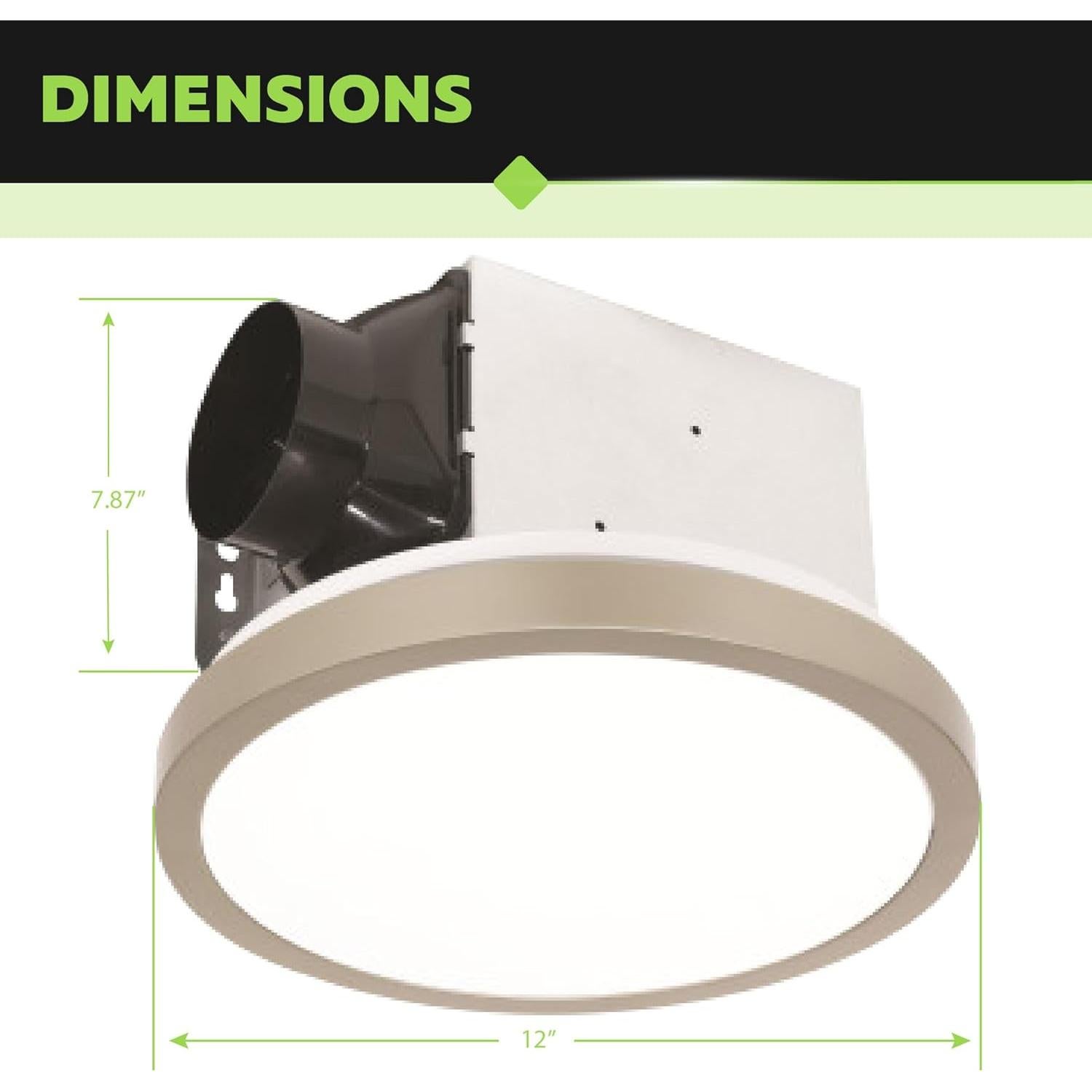 Ventilador de Baño Homewerks 7105-09-BN con Luz LED 90 CFM