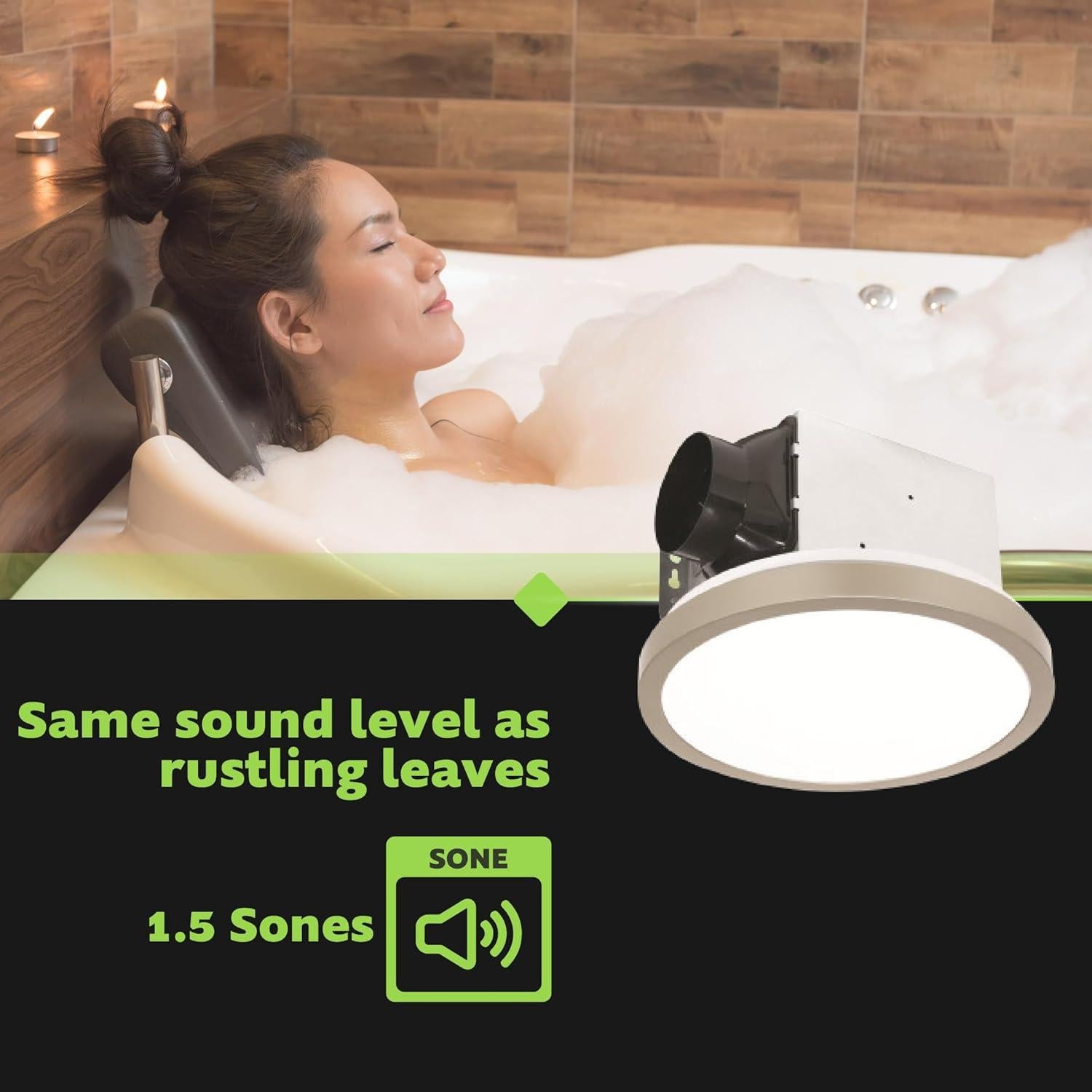 Ventilador de Baño Homewerks 7105-09-BN con Luz LED 90 CFM