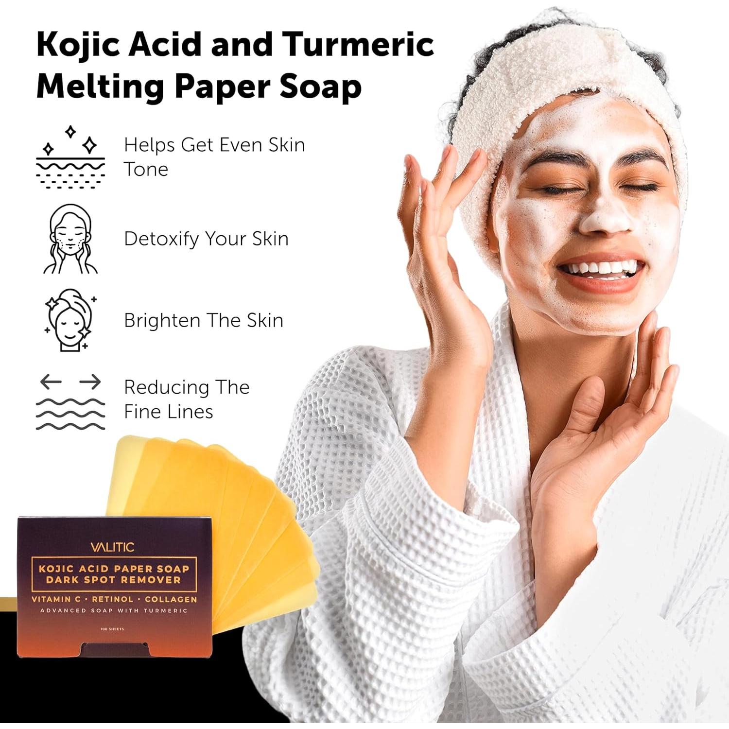 Jabón de Papel Valitic Ácido Kójico y Cúrcuma - 100 Hojas