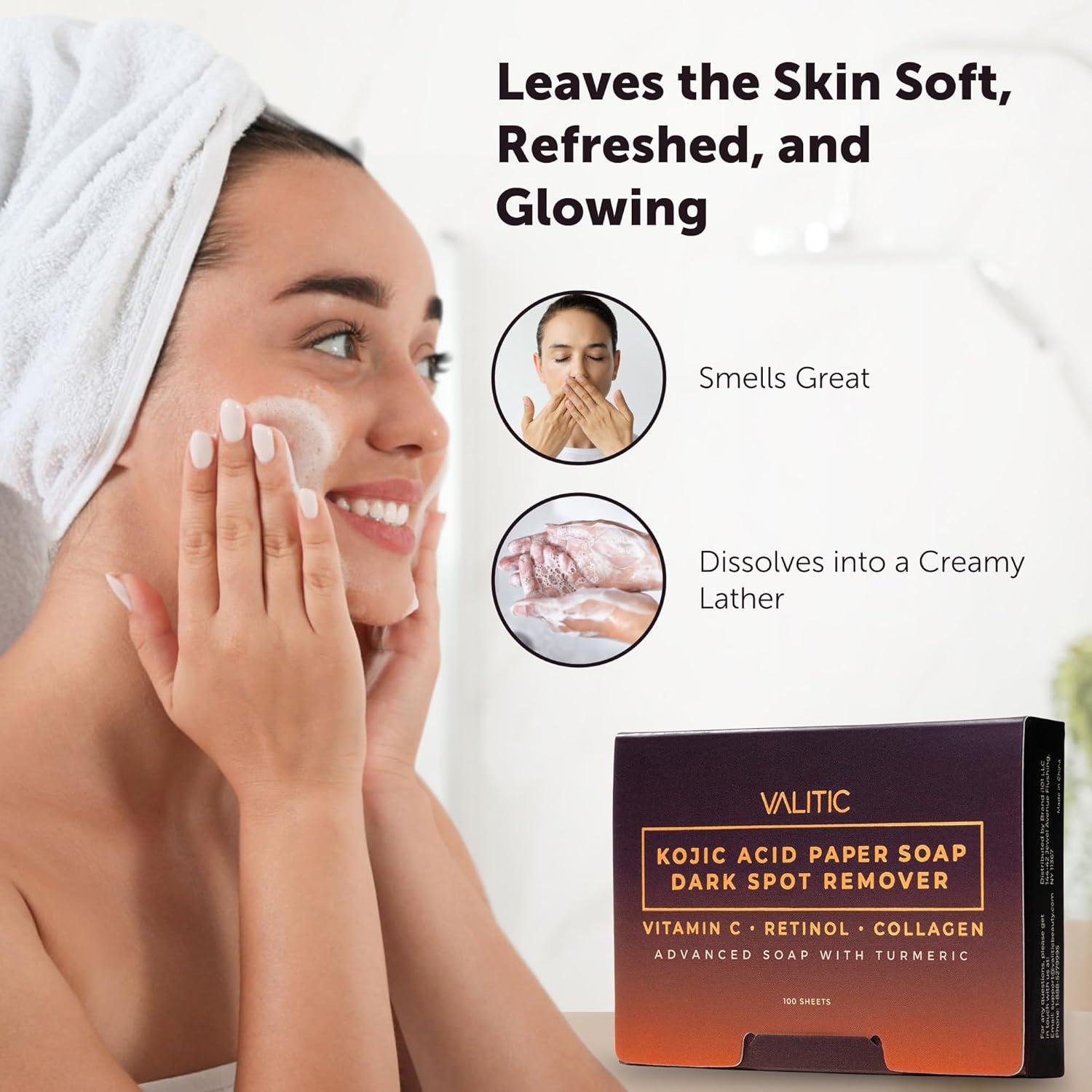Jabón de Papel Valitic Ácido Kójico y Cúrcuma - 100 Hojas