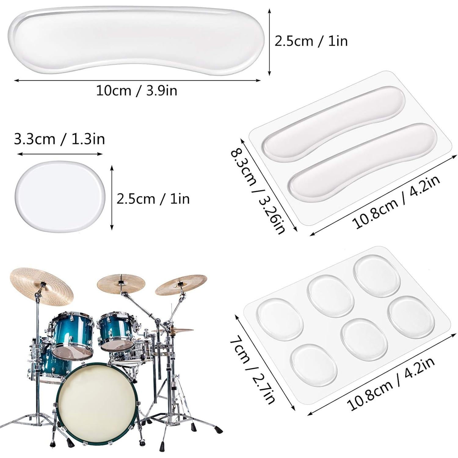 Atenuadores de tambor MIKIMIQI 12 Pcs Silicona Transparente