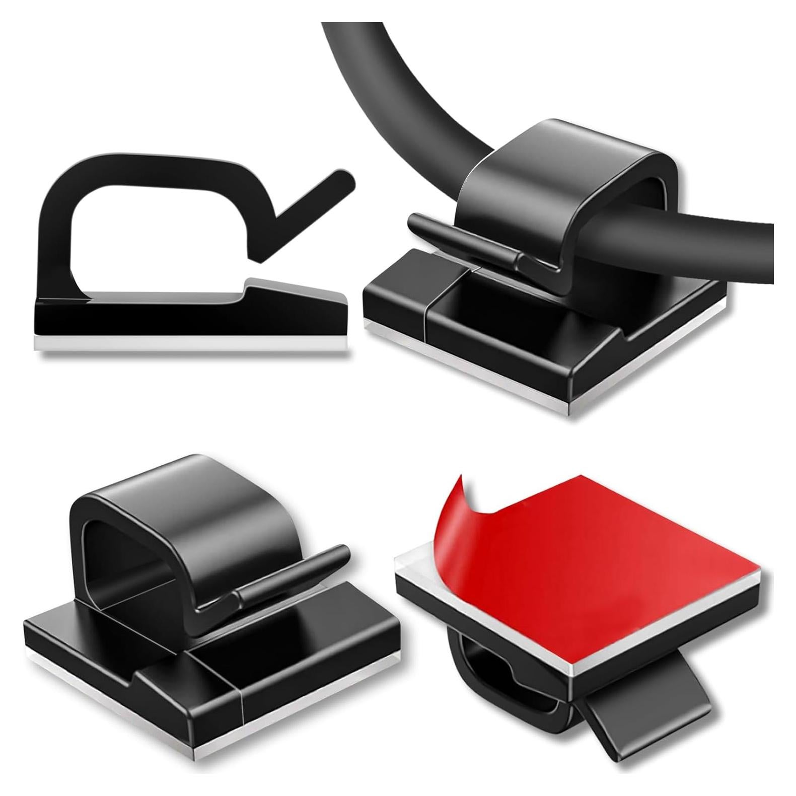 100 Clips de Cable Adhesivos Suoundey para Oficina y Hogar