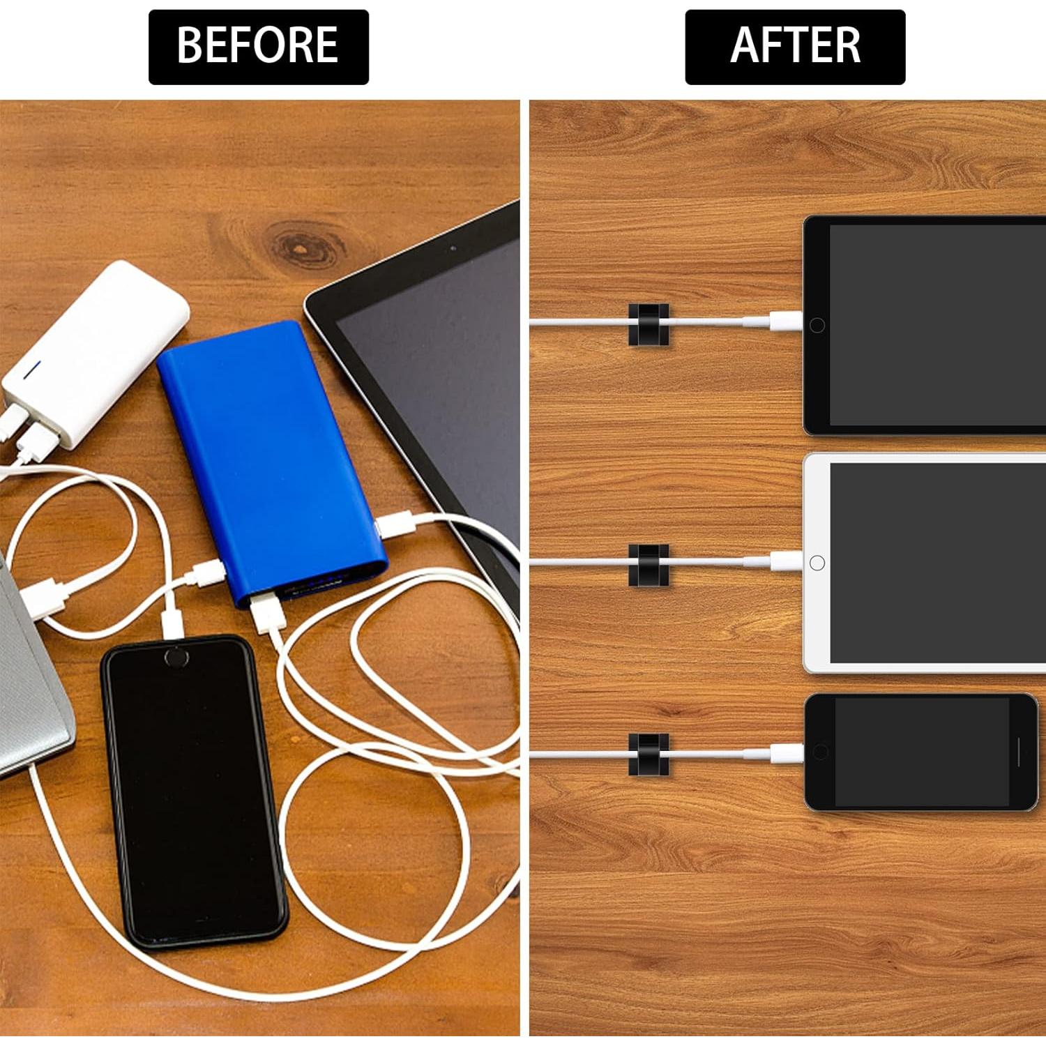 100 Clips de Cable Adhesivos Suoundey para Oficina y Hogar