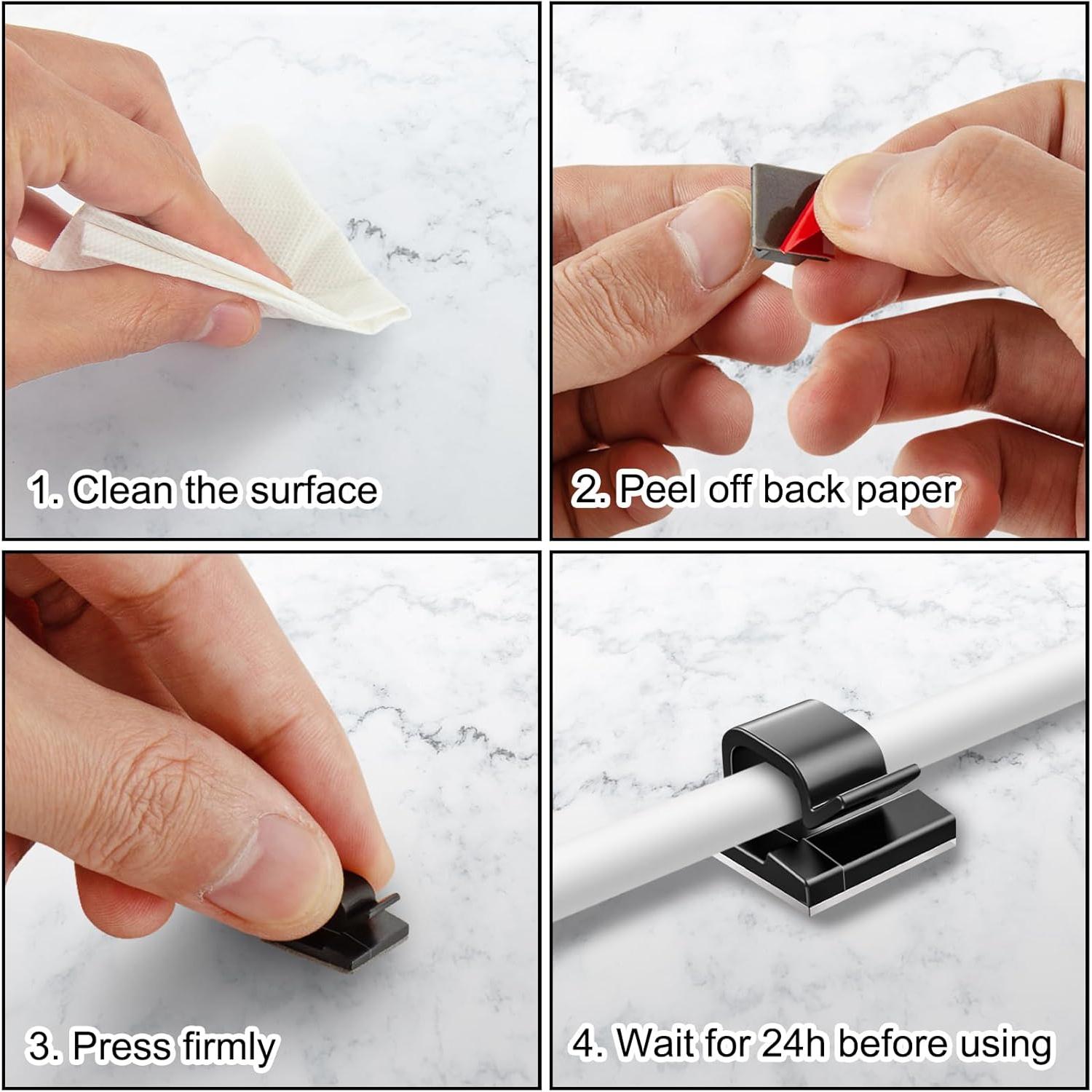 100 Clips de Cable Adhesivos Suoundey para Oficina y Hogar