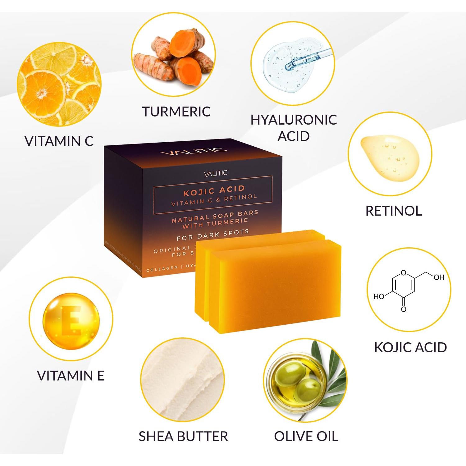 Jabón de Ácido Kójico y Cúrcuma VALITIC - 2 Paquete