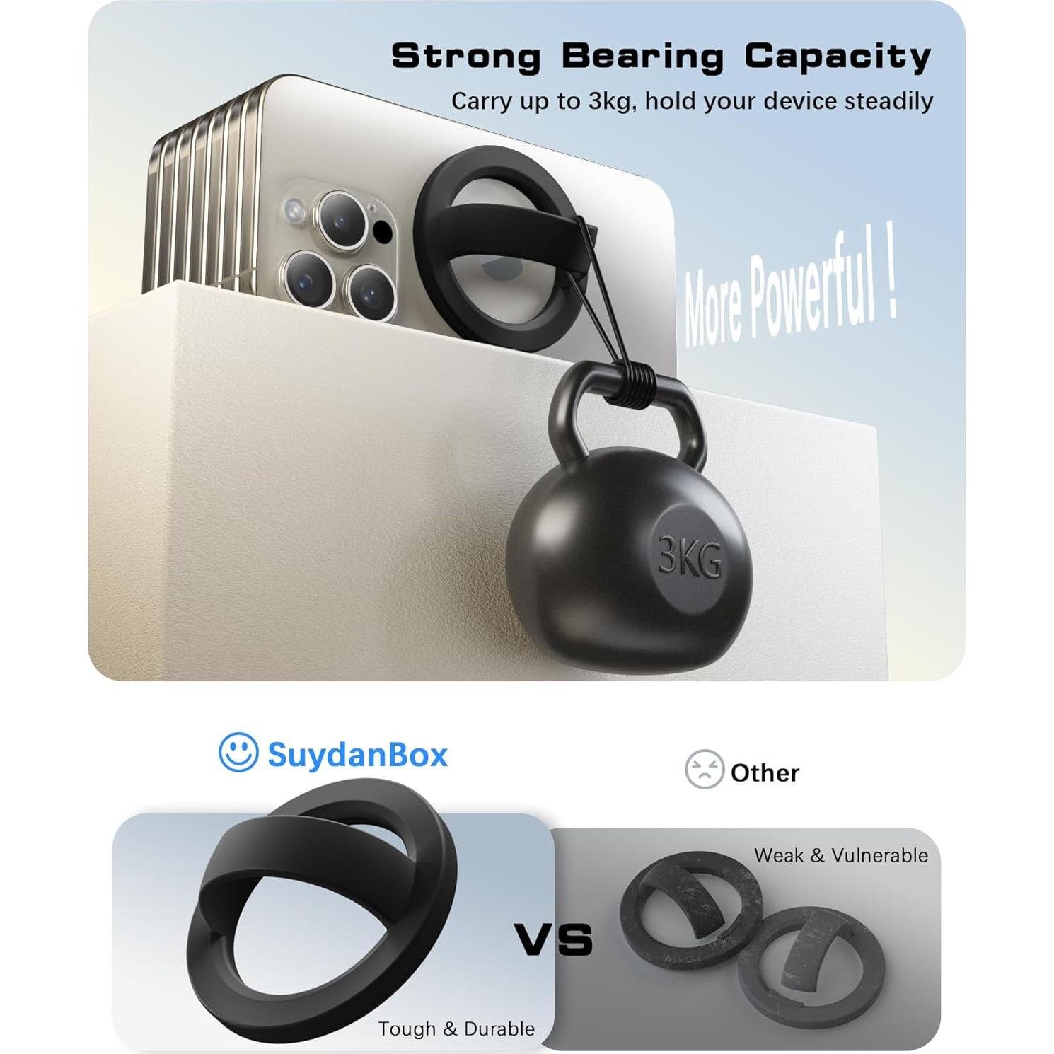 Agarrador Magnético SuydanBox para iPhone 15/14/13/12 Negro
