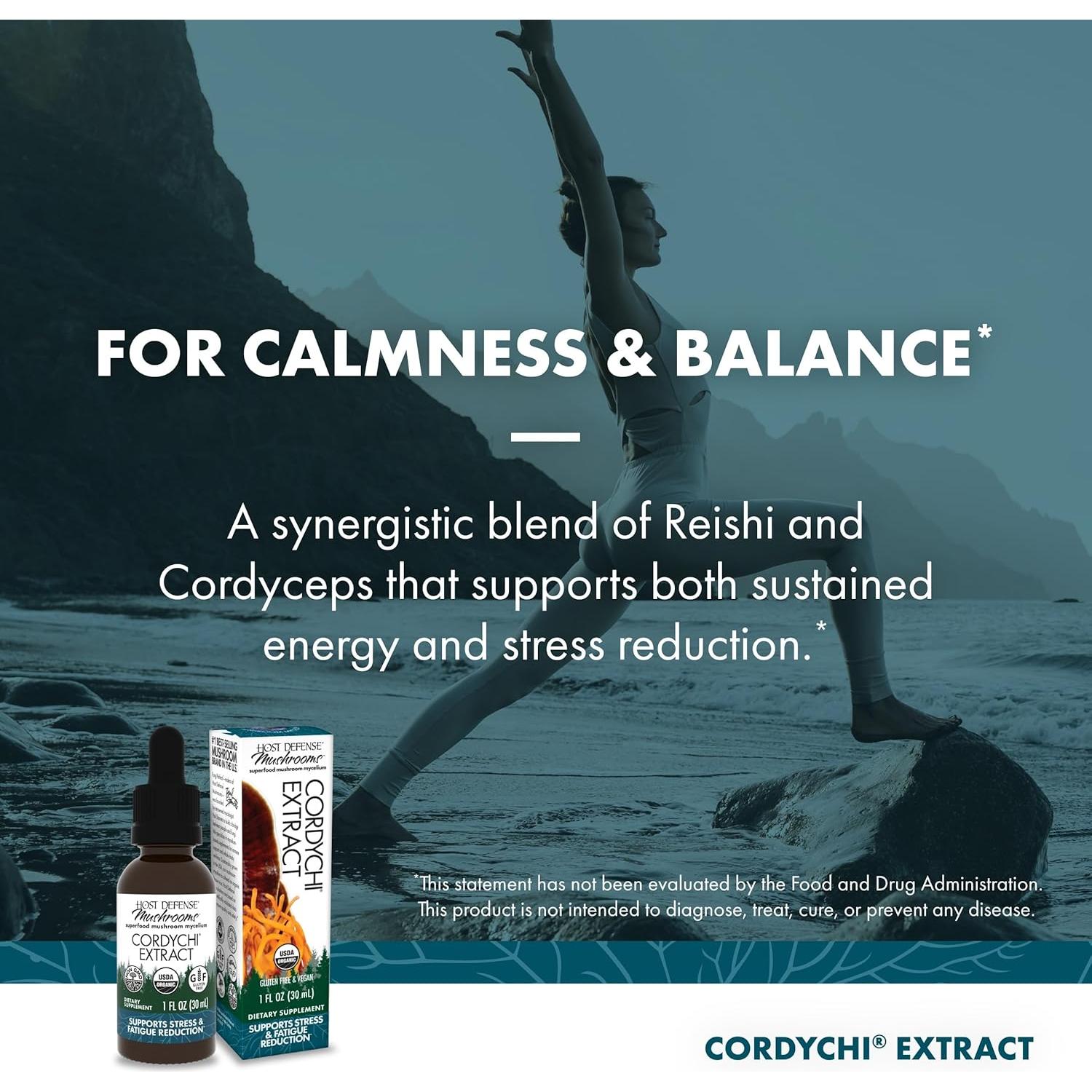 Extracto de CordyChi Host Defense 30ml - Suplemento Energético y Inmunológico