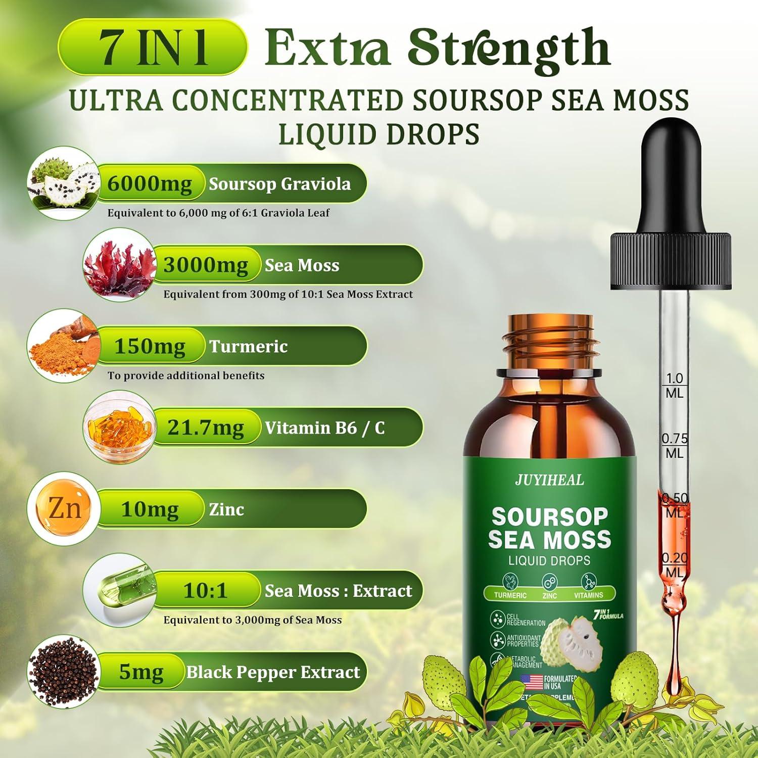 Gotas líquidas de Soursop Graviola 60ml - JUYIHEAL 7 en 1