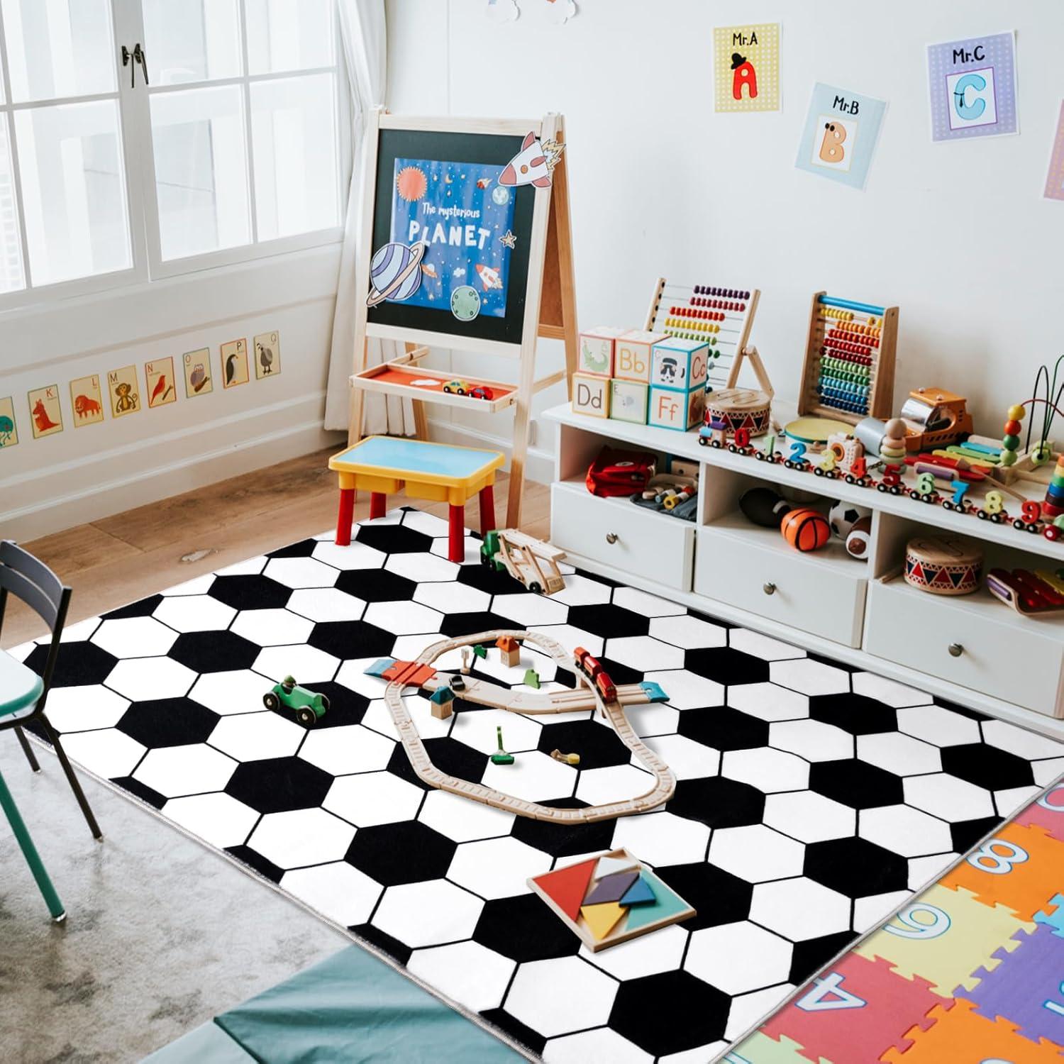 Alfombra de Fútbol MASTIEE 91x122 cm Lavable Suave