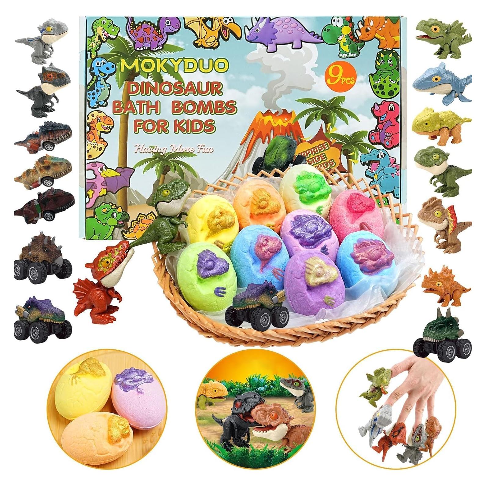 Juego de Bombas de Baño MOKYDUO Dinosaurios - 9 Bombas + 3 Juguetes