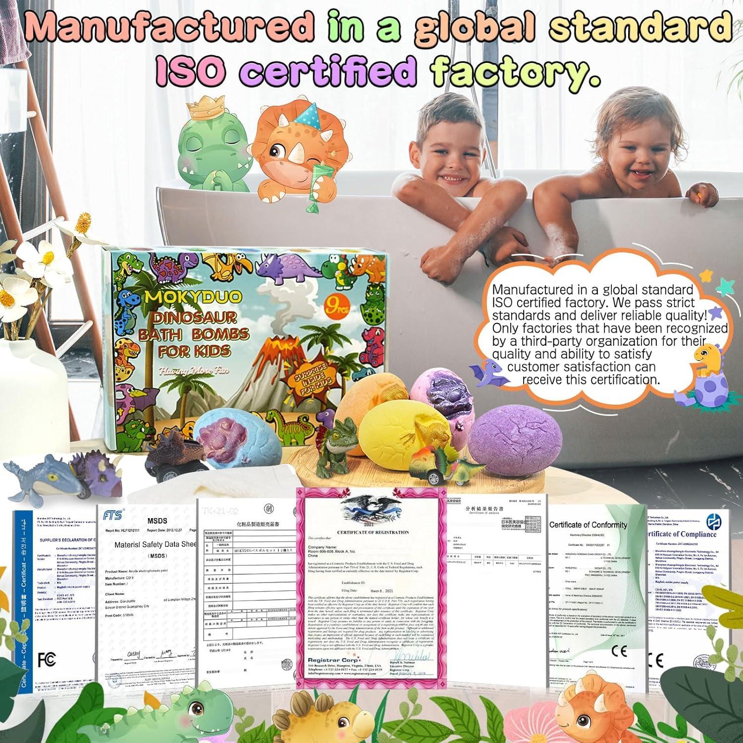 Juego de Bombas de Baño MOKYDUO Dinosaurios - 9 Bombas + 3 Juguetes