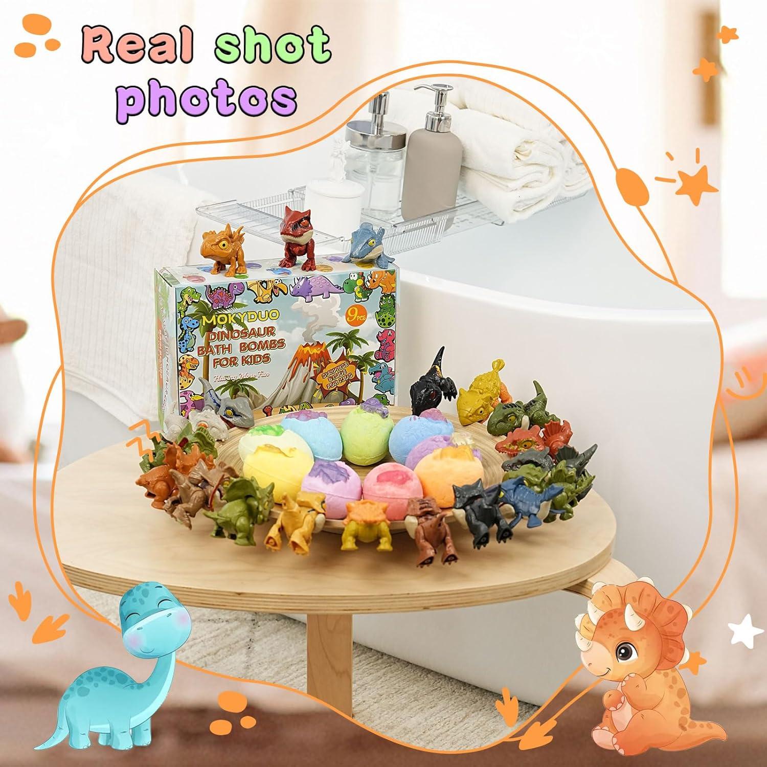 Juego de Bombas de Baño MOKYDUO Dinosaurios - 9 Bombas + 3 Juguetes
