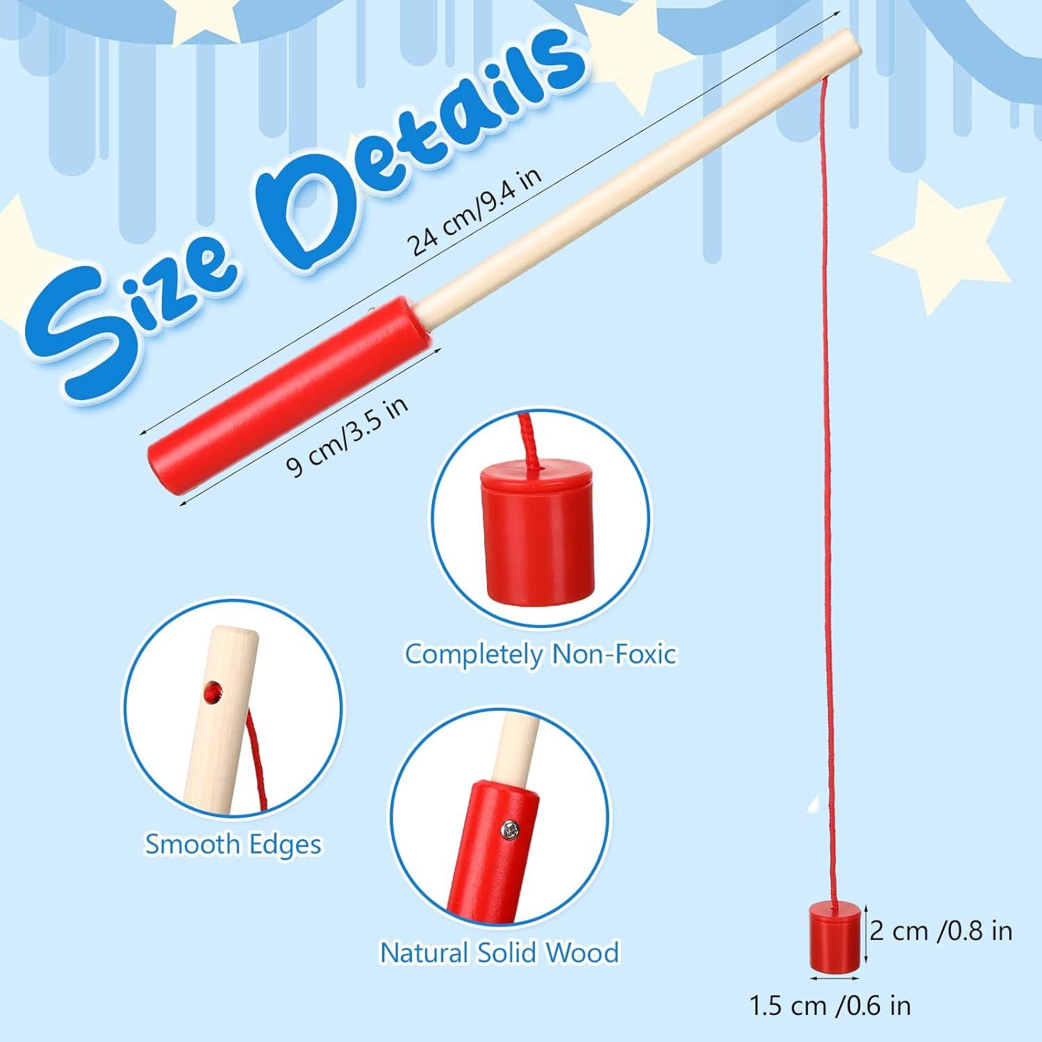 Juego de Pesca Magnética de Madera Sumind - 6 Piezas Rojo