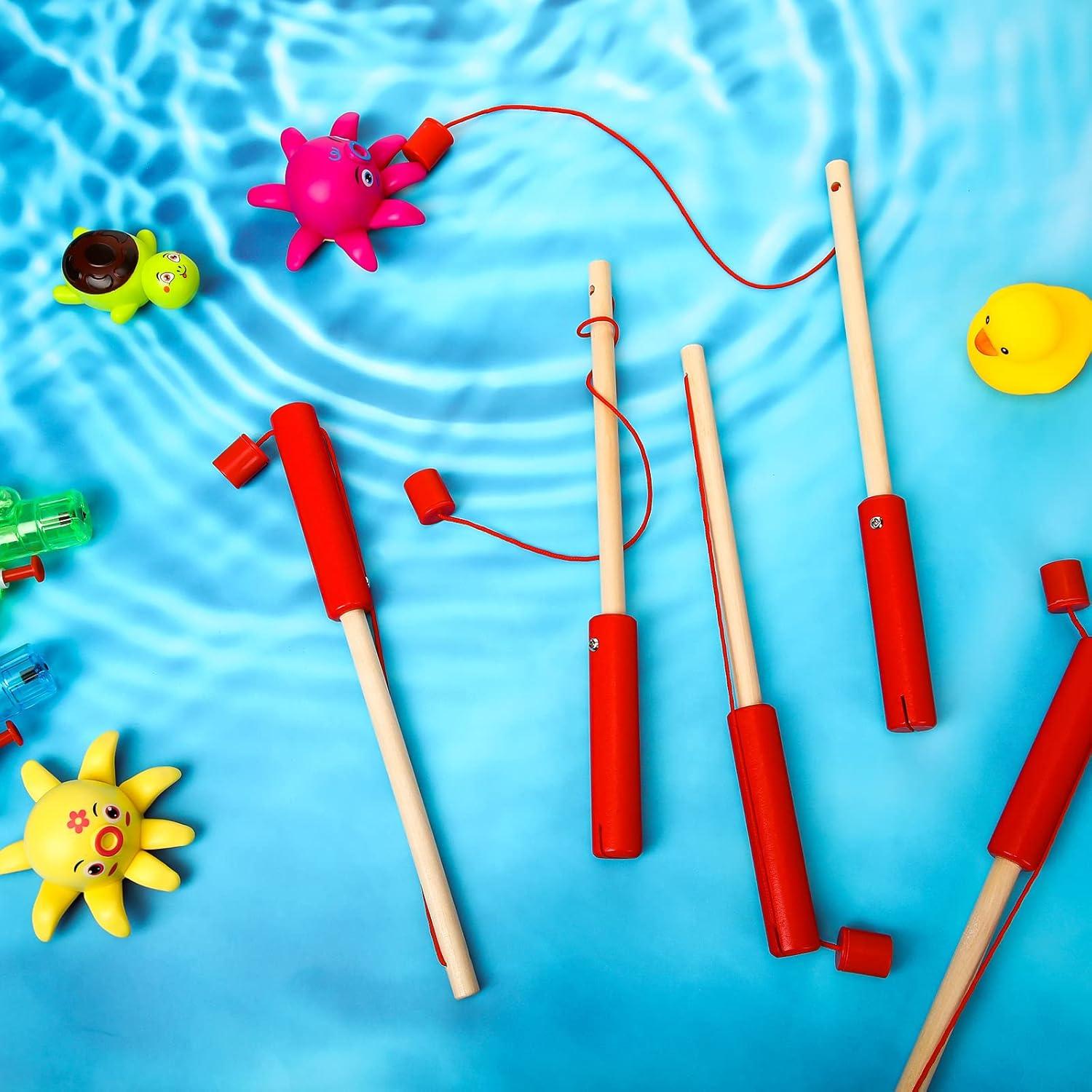 Juego de Pesca Magnética de Madera Sumind - 6 Piezas Rojo