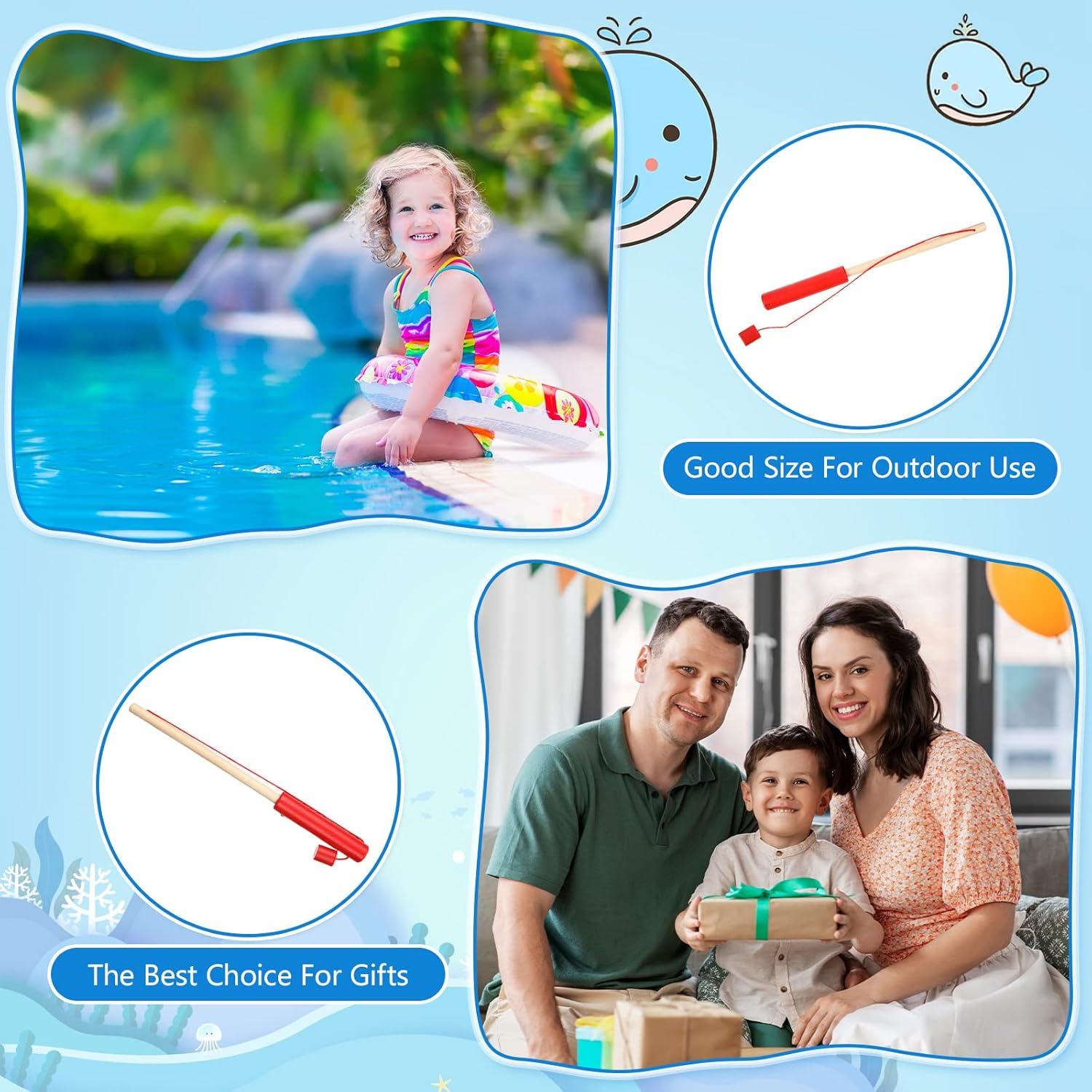 Juego de Pesca Magnética de Madera Sumind - 6 Piezas Rojo