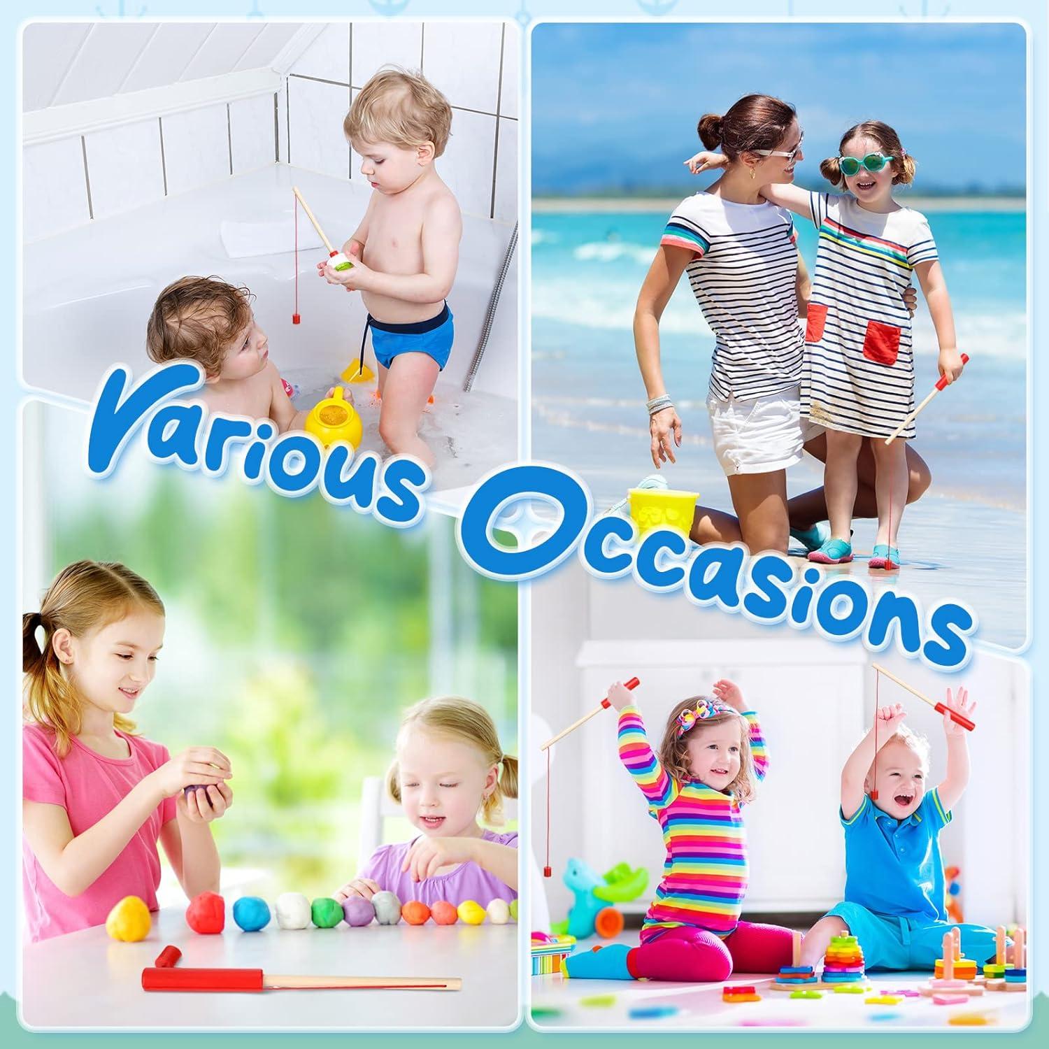 Juego de Pesca Magnética de Madera Sumind - 6 Piezas Rojo