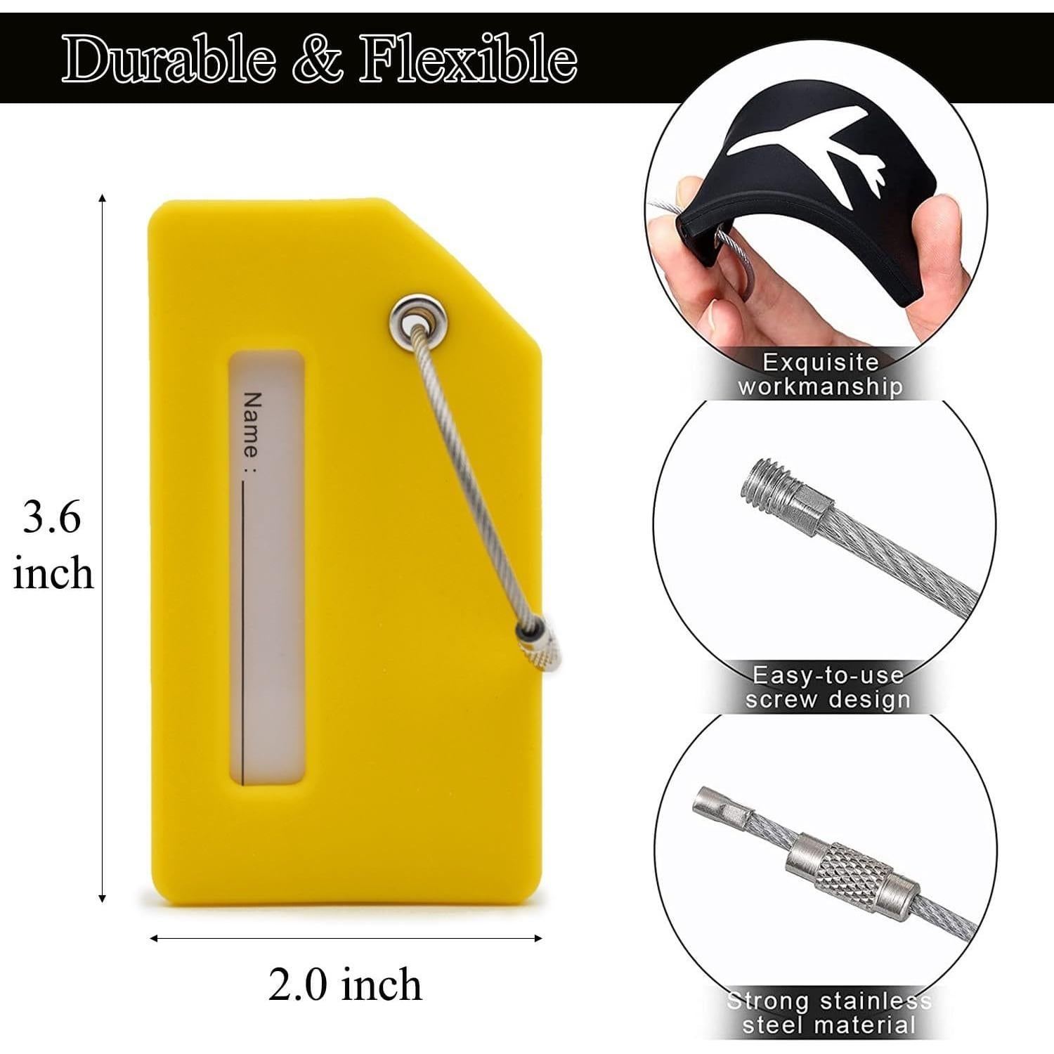 Juego de 6 Etiquetas de Equipaje Silicona Aurantium con Privacidad