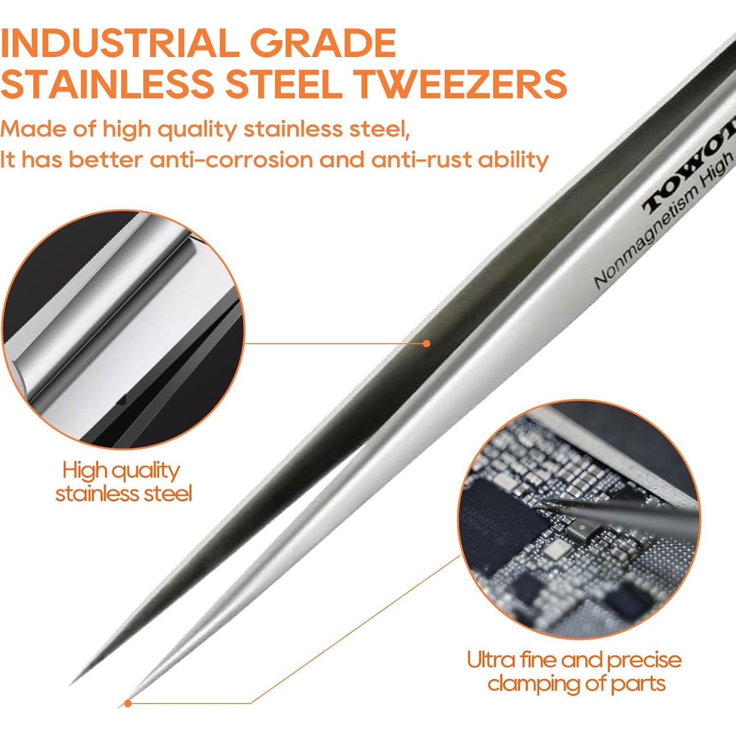 Pinzas de Precisión TOWOT SA-14 de Acero Inoxidable 110mm