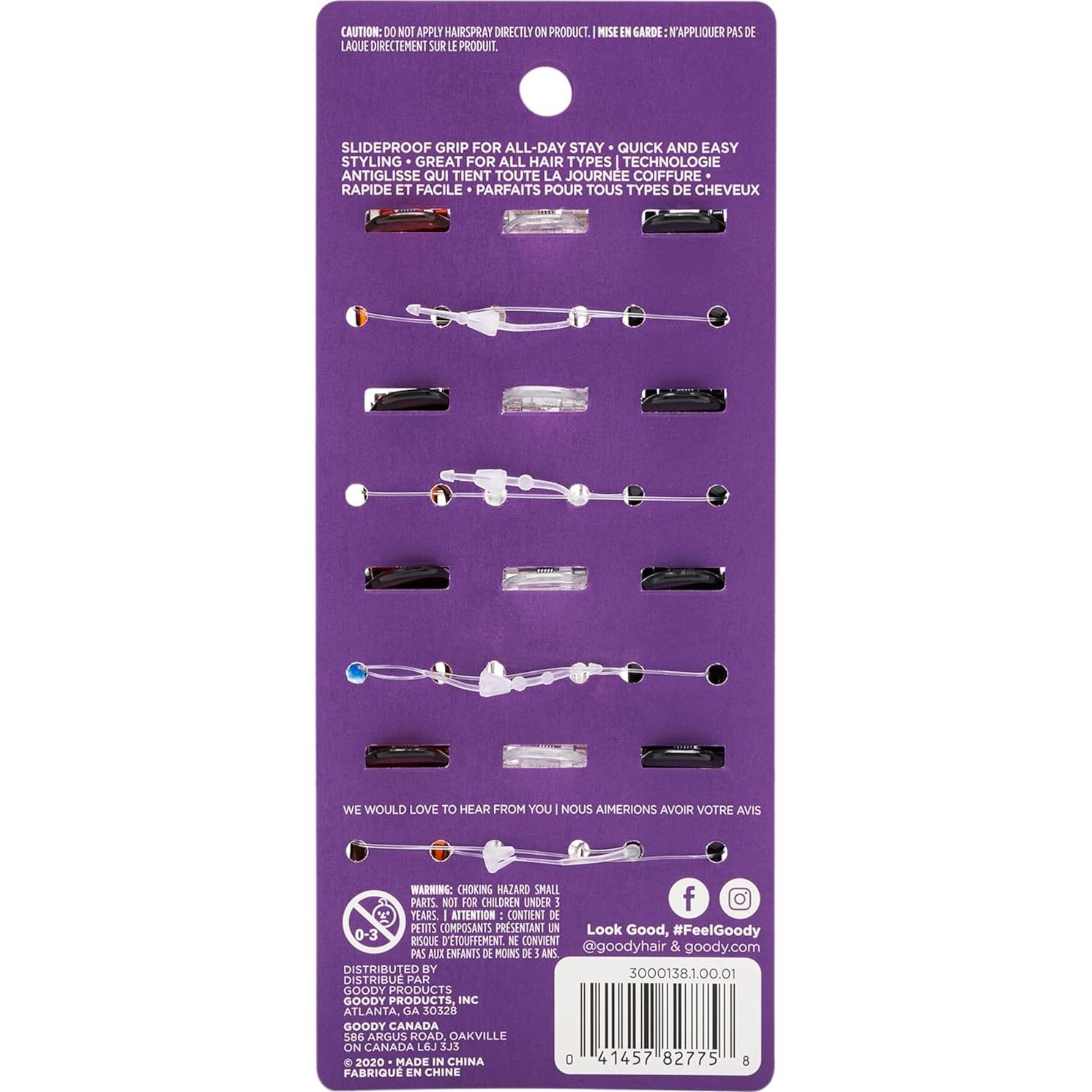 Goody Small Basic Half-Claw Clips, 3 Prong Hair Clips, Assorted Neutral Colors, All Hair Types, 12 Count (Pack of 1)